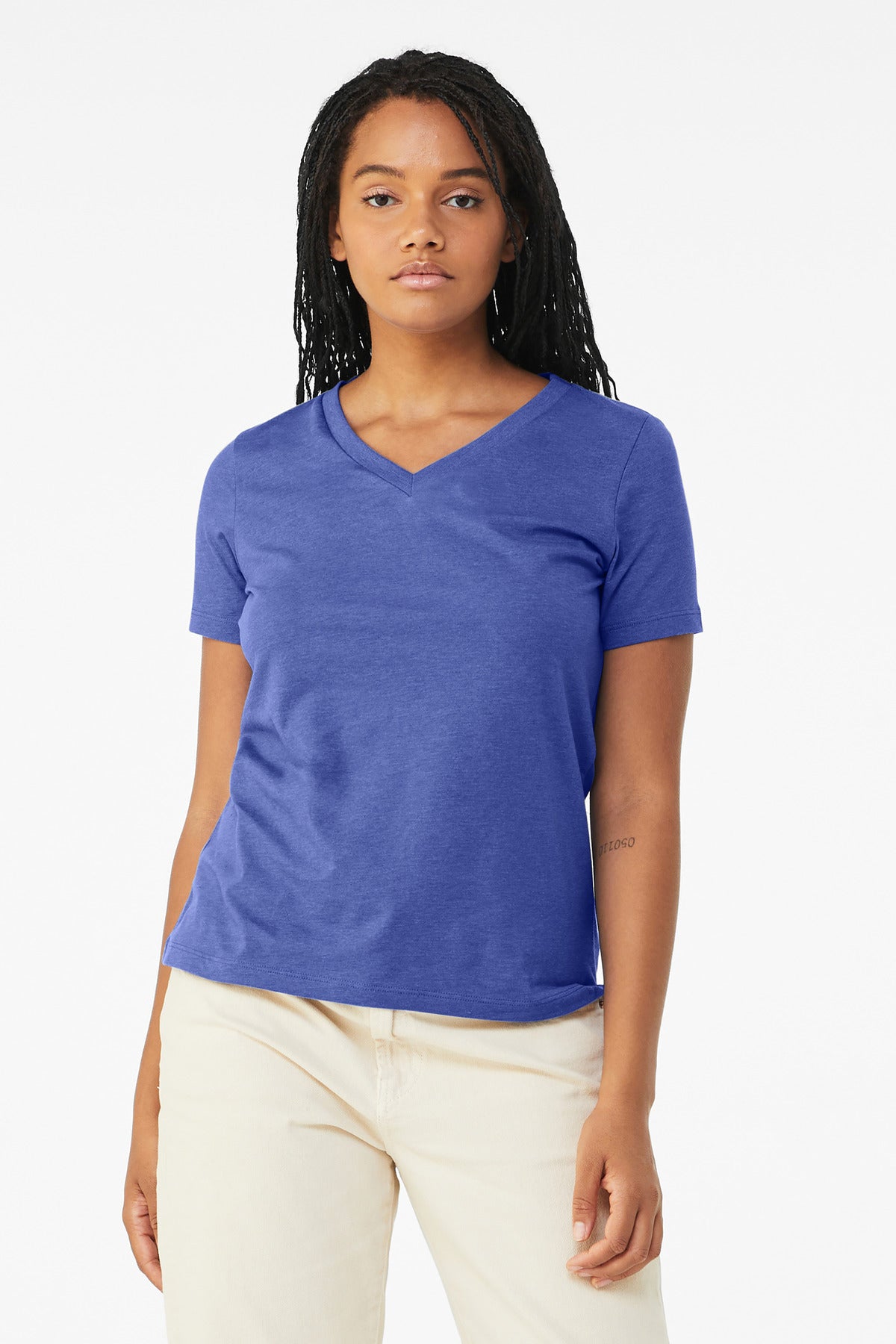BELLA+CANVAS Women's Relaxed Heather CVC V-Neck Tee BC6405CVC