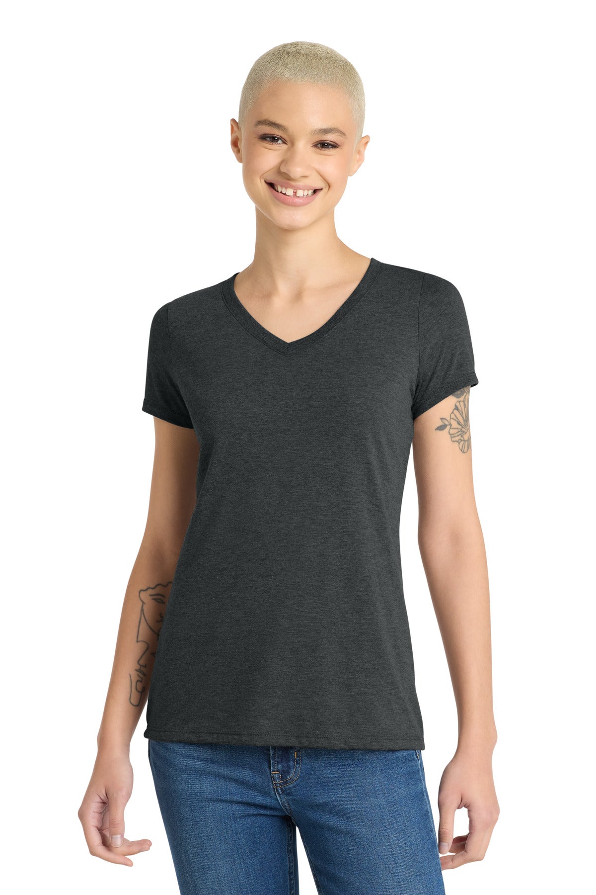 District Women's Perfect Tri V-Neck Tee. DM1350L