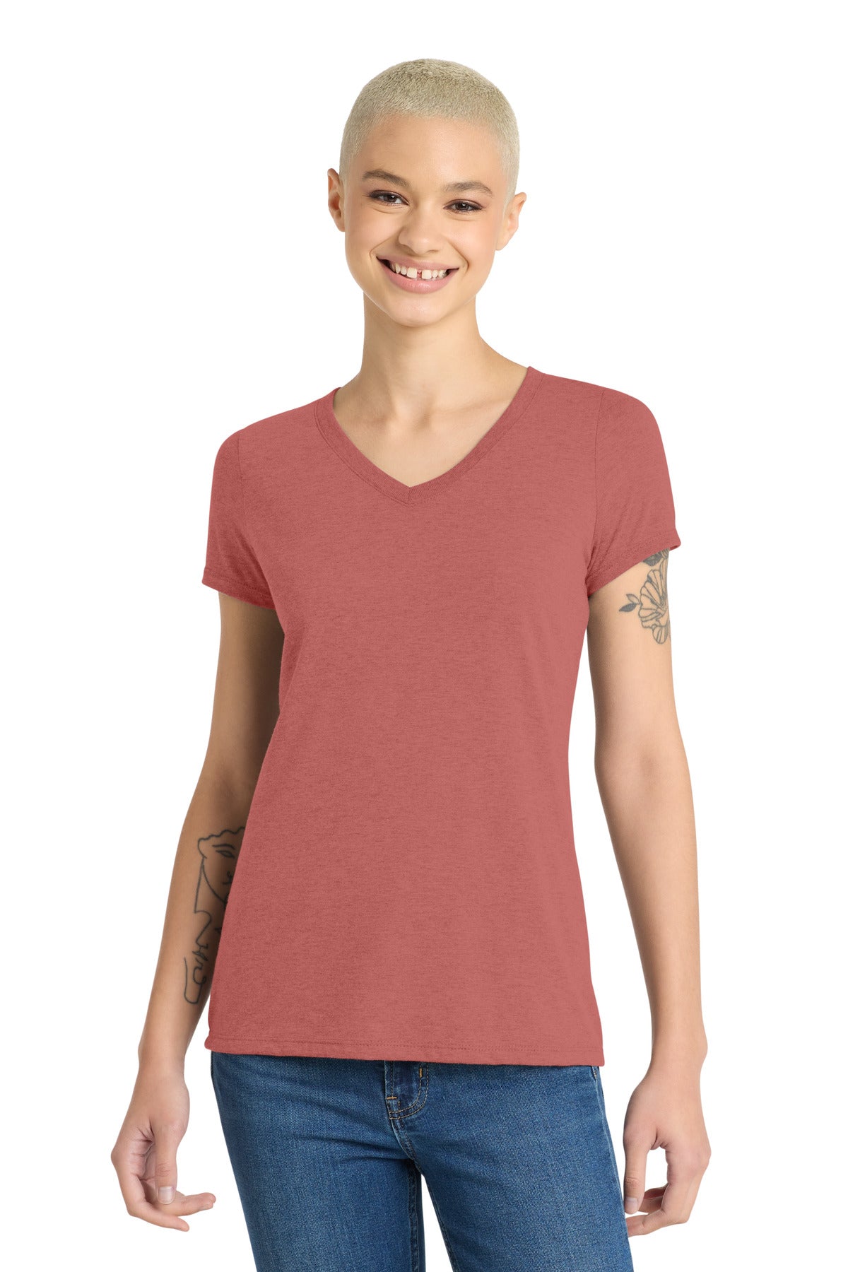 District Women's Perfect Tri V-Neck Tee. DM1350L