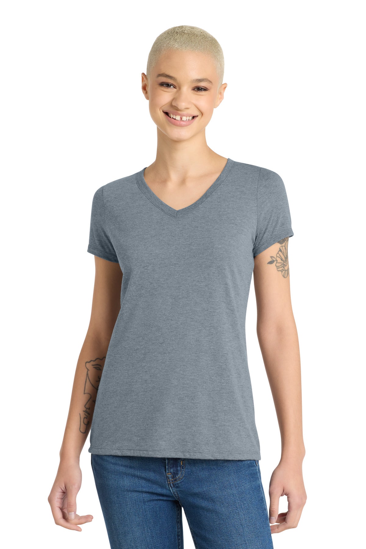 District Women's Perfect Tri V-Neck Tee. DM1350L