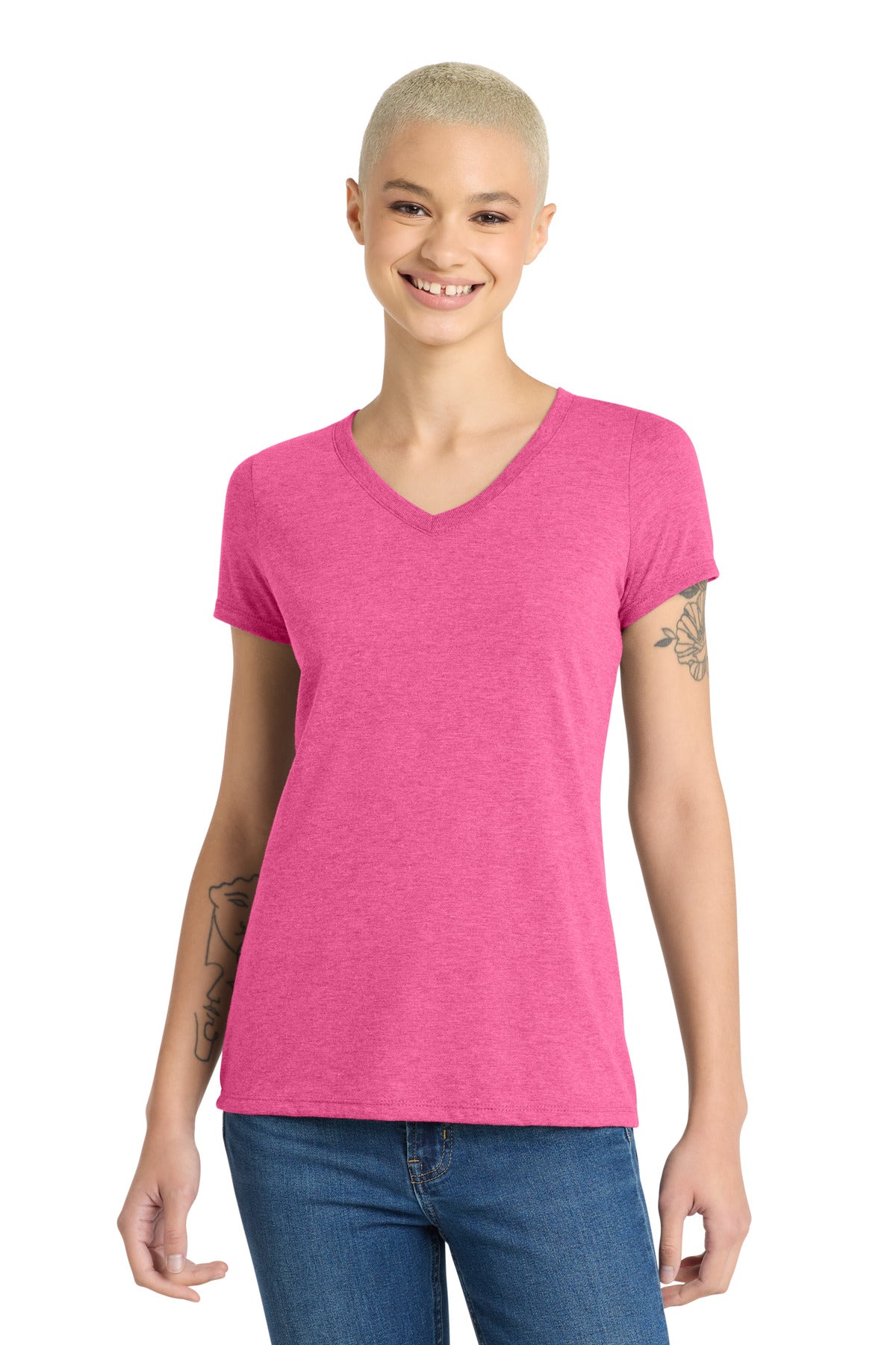 District Women's Perfect Tri V-Neck Tee. DM1350L