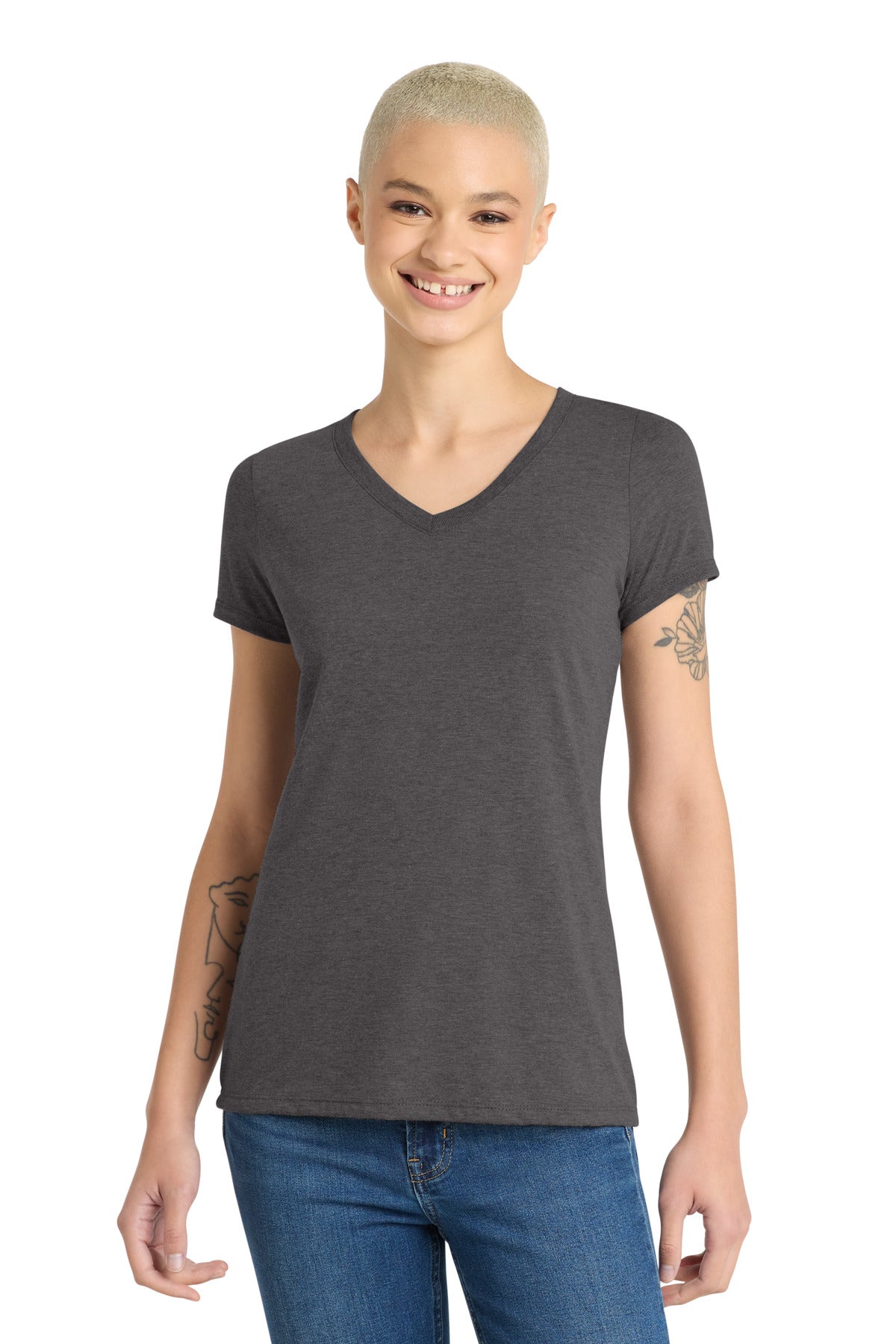 District Women's Perfect Tri V-Neck Tee. DM1350L