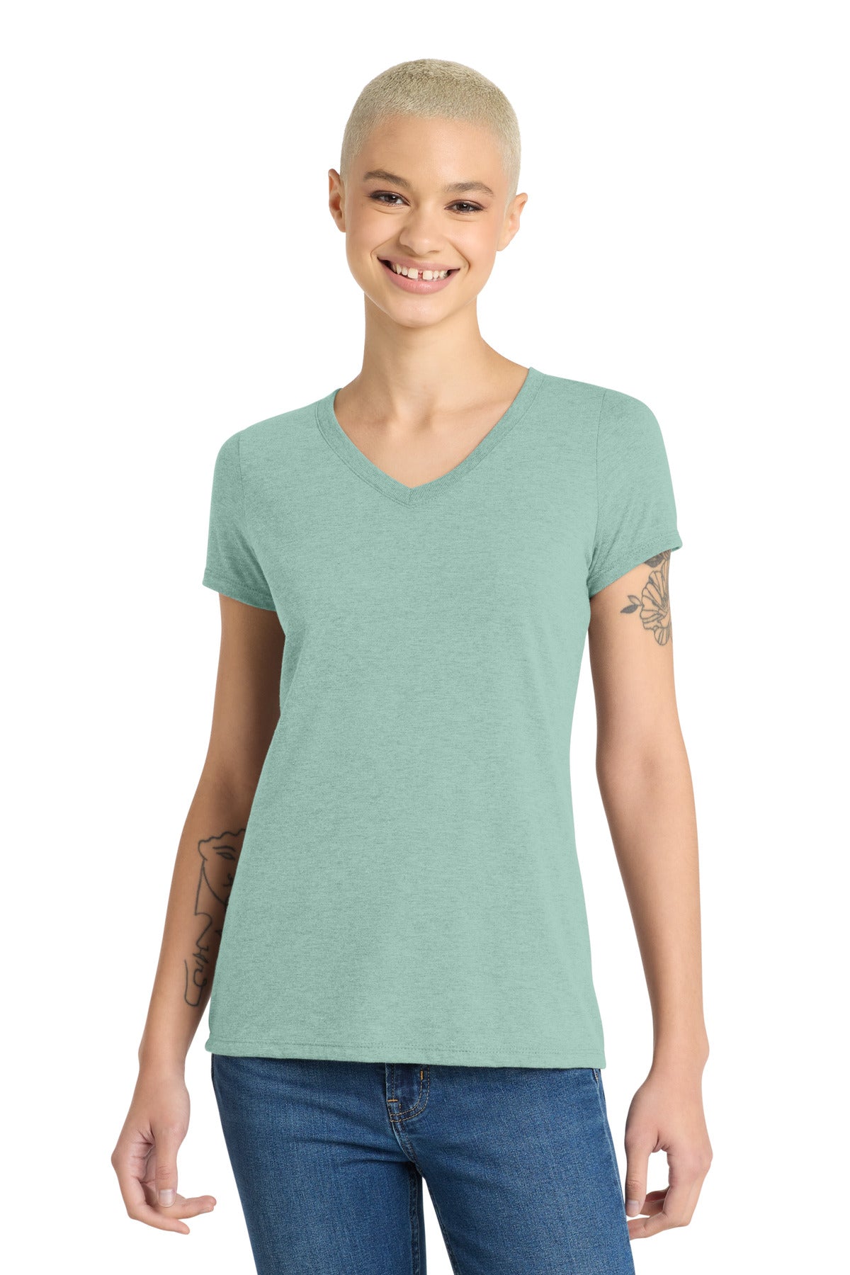 District Women's Perfect Tri V-Neck Tee. DM1350L