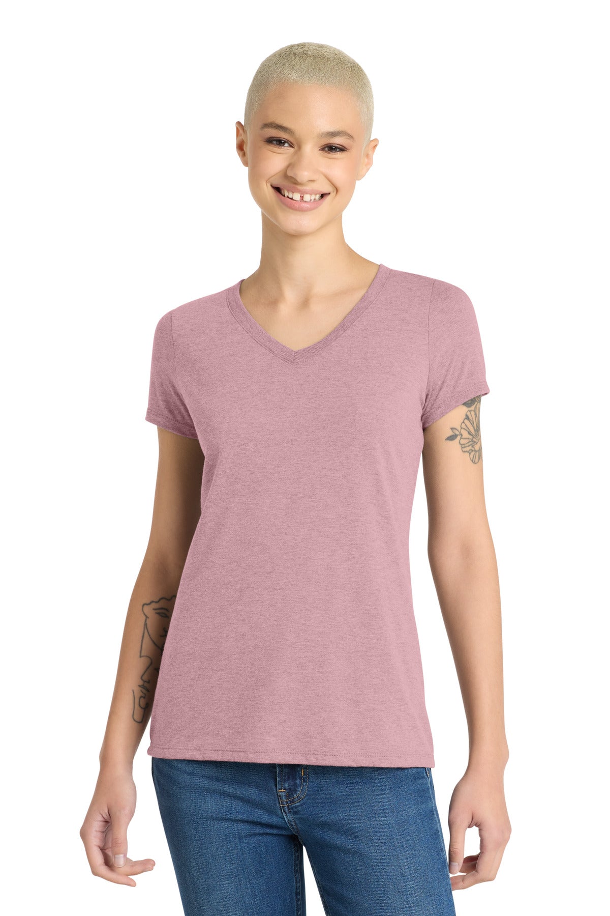 District Women's Perfect Tri V-Neck Tee. DM1350L
