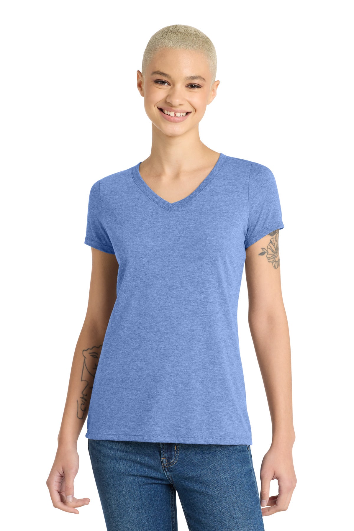 District Women's Perfect Tri V-Neck Tee. DM1350L