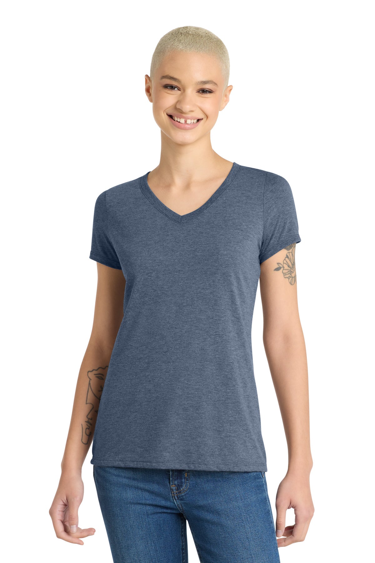 District Women's Perfect Tri V-Neck Tee. DM1350L