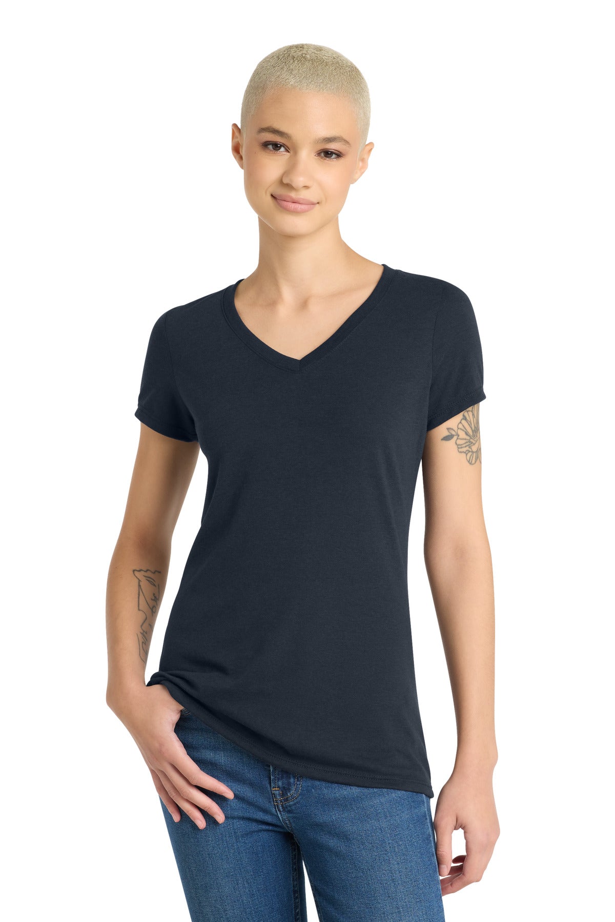 District Women's Perfect Tri V-Neck Tee. DM1350L