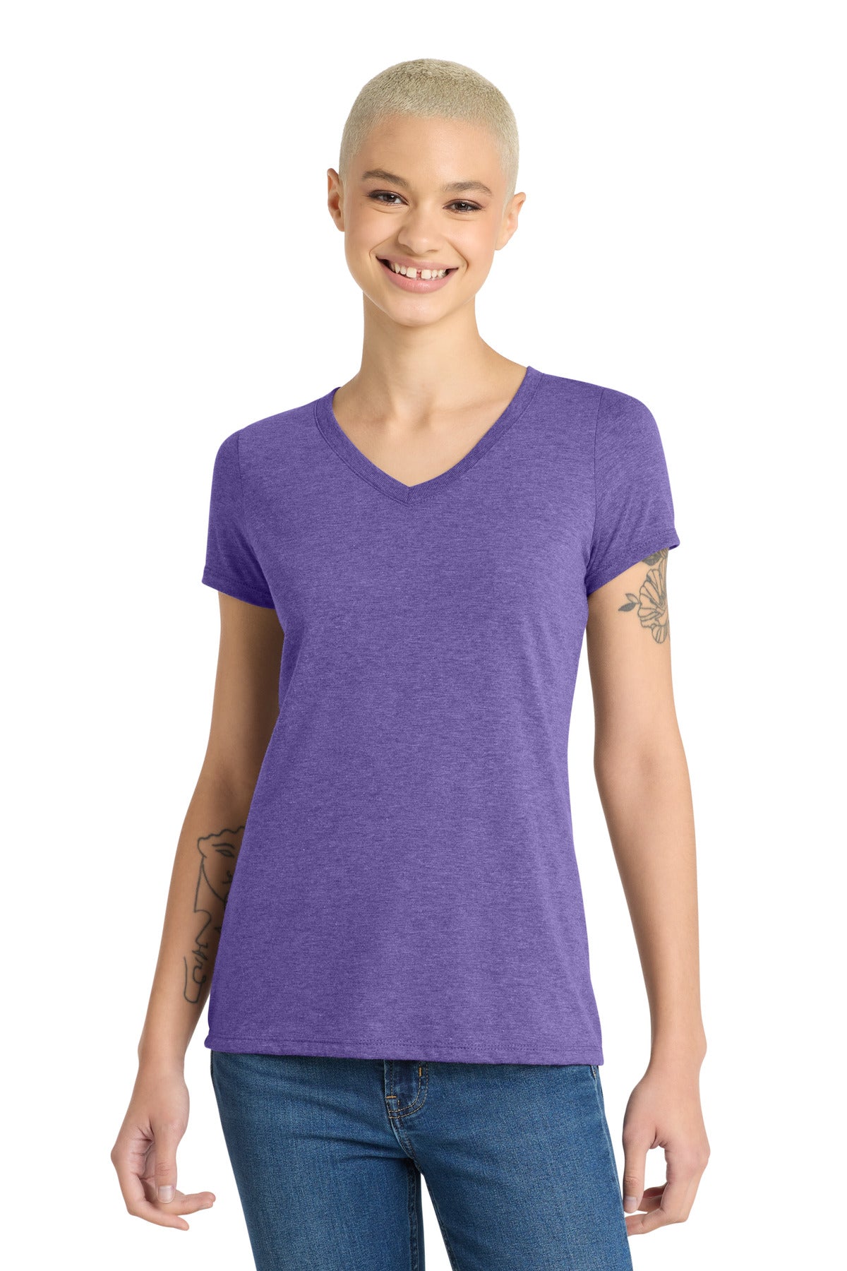 District Women's Perfect Tri V-Neck Tee. DM1350L