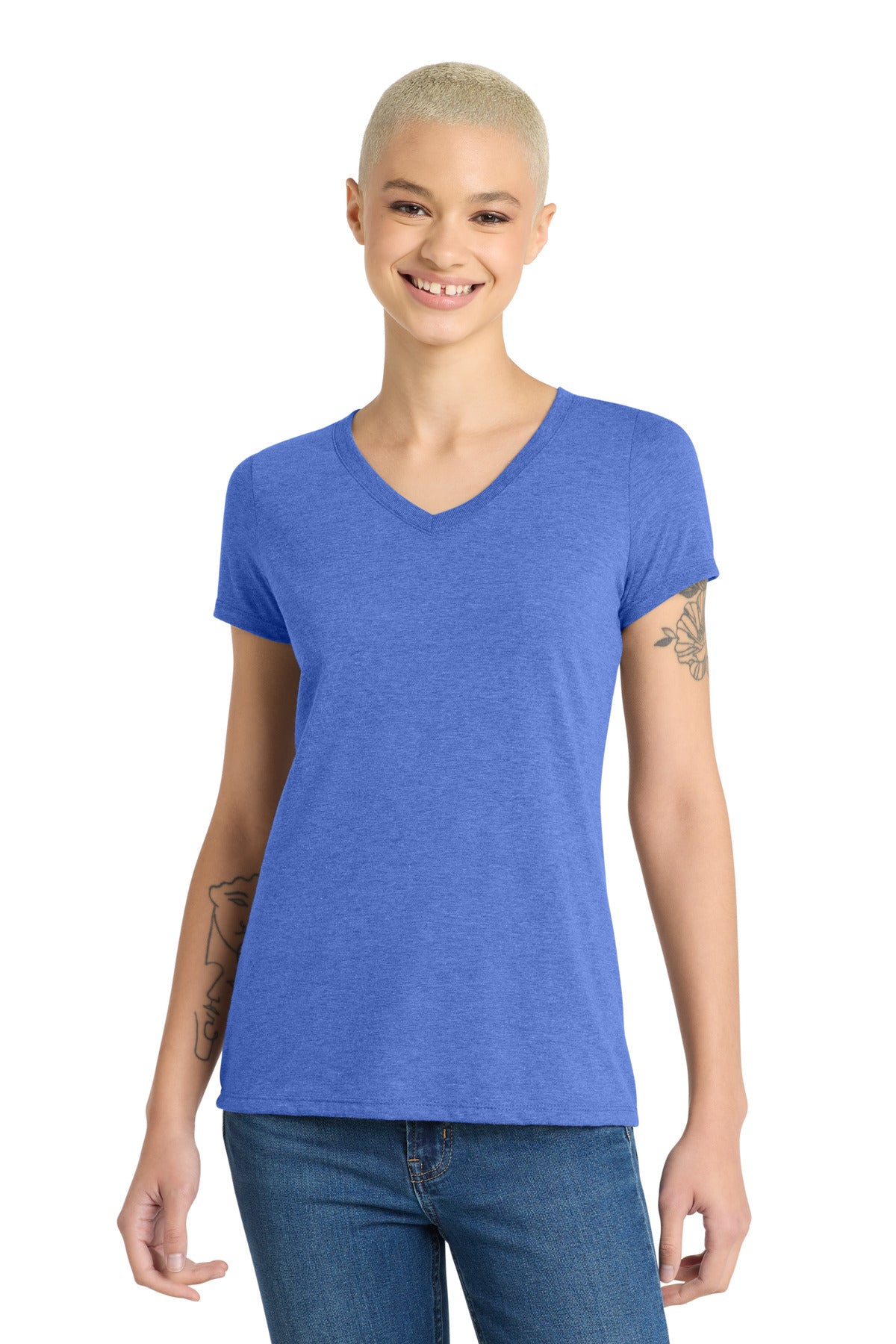 District Women's Perfect Tri V-Neck Tee. DM1350L