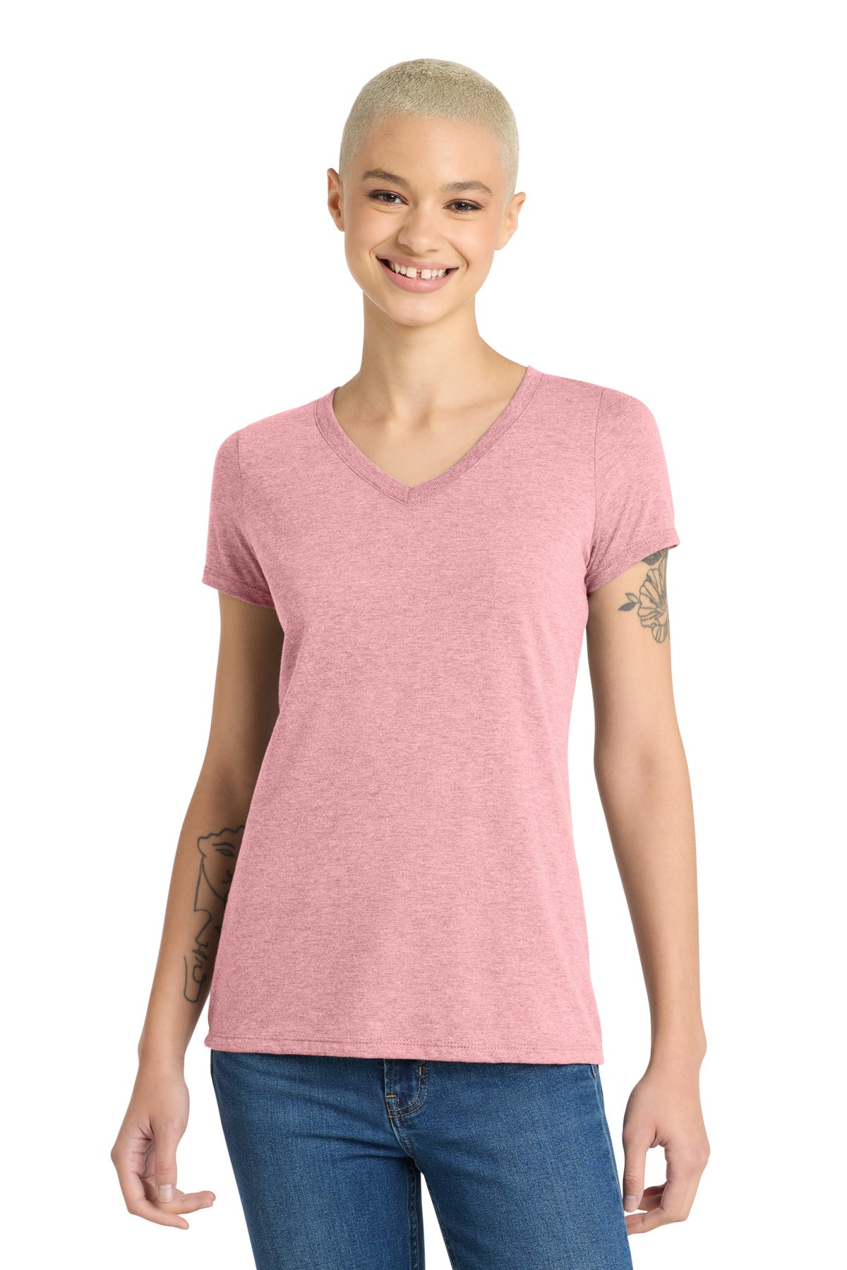 District Women's Perfect Tri V-Neck Tee. DM1350L
