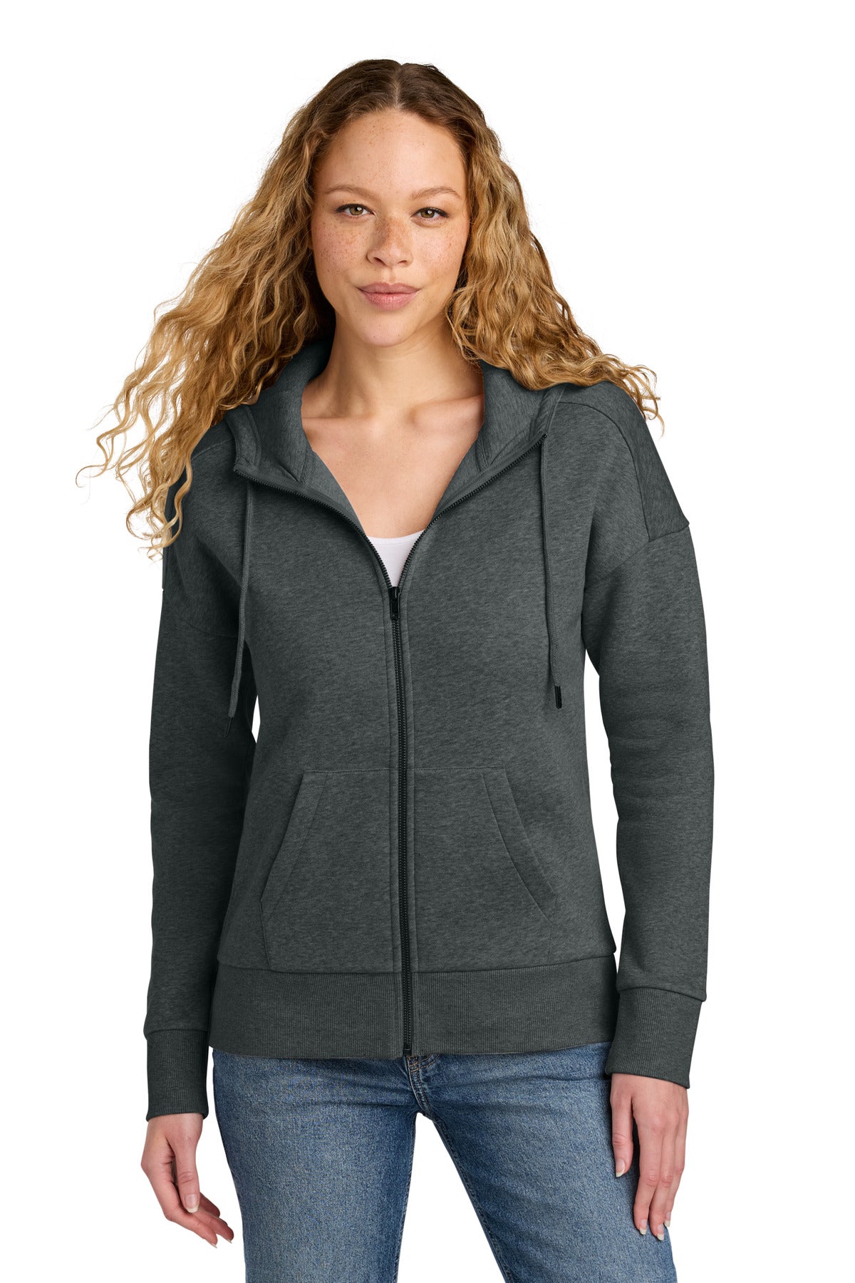 District  Women's Perfect Weight  Fleece Drop Shoulder Full-Zip Hoodie DT1104
