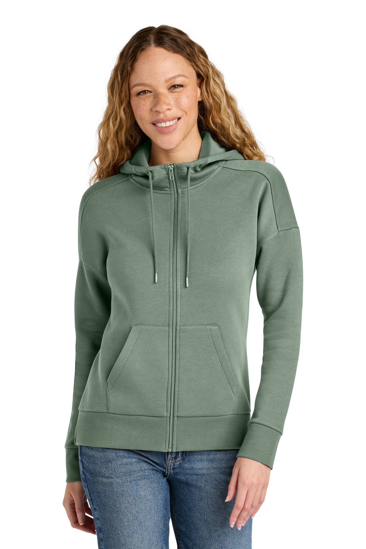 District  Women's Perfect Weight  Fleece Drop Shoulder Full-Zip Hoodie DT1104