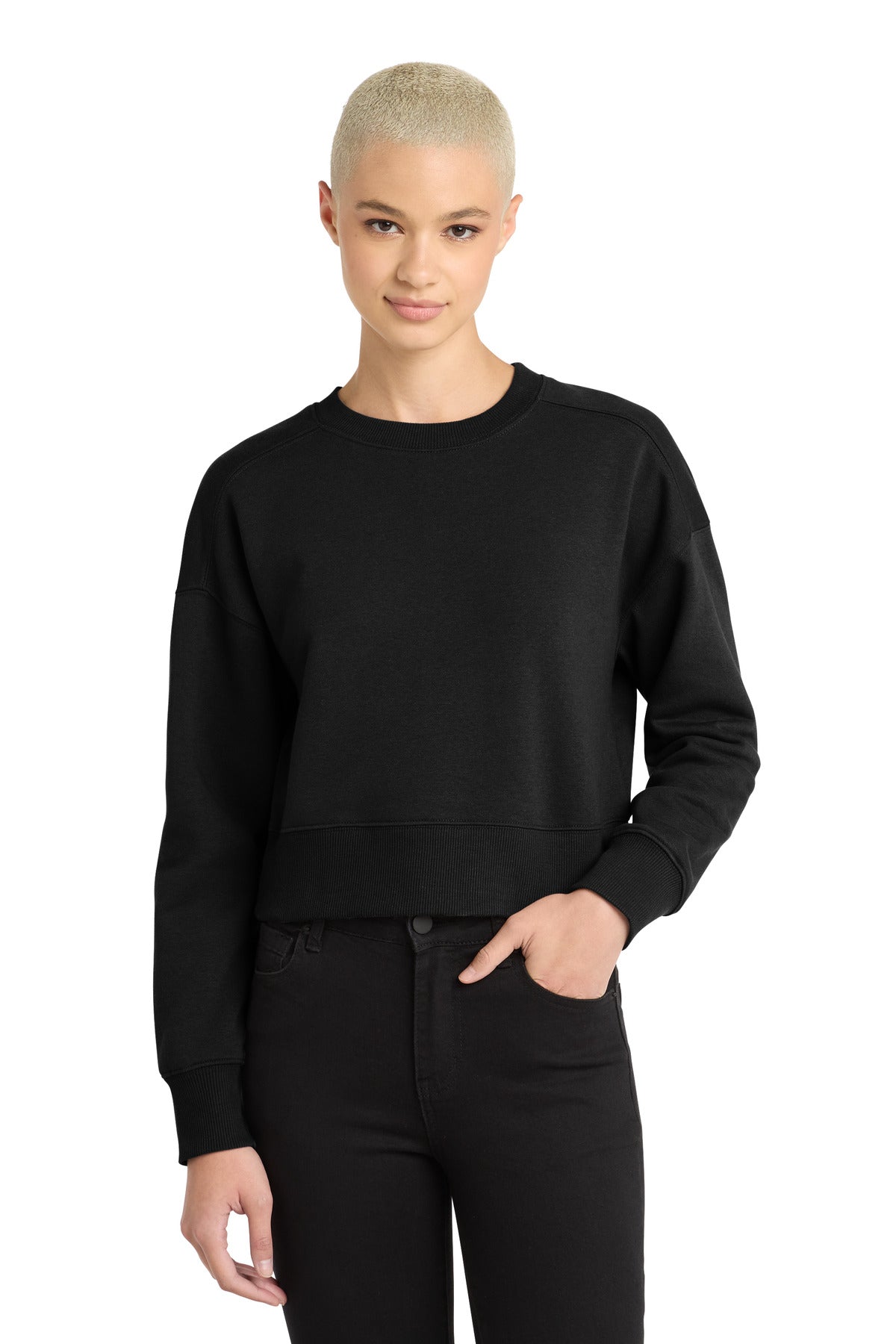 District  Women's Perfect Weight  Fleece Cropped Crew DT1105