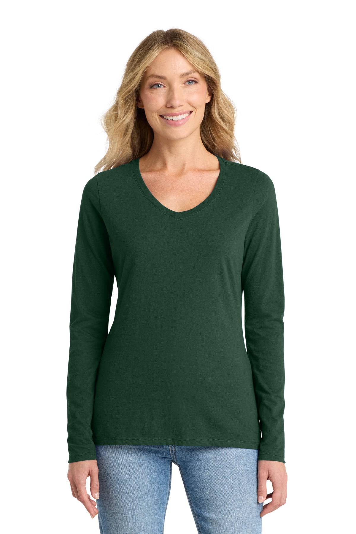 Port & Co Women's Long Sleeve Fan Favorite V-Neck Tee. LPC450VLS