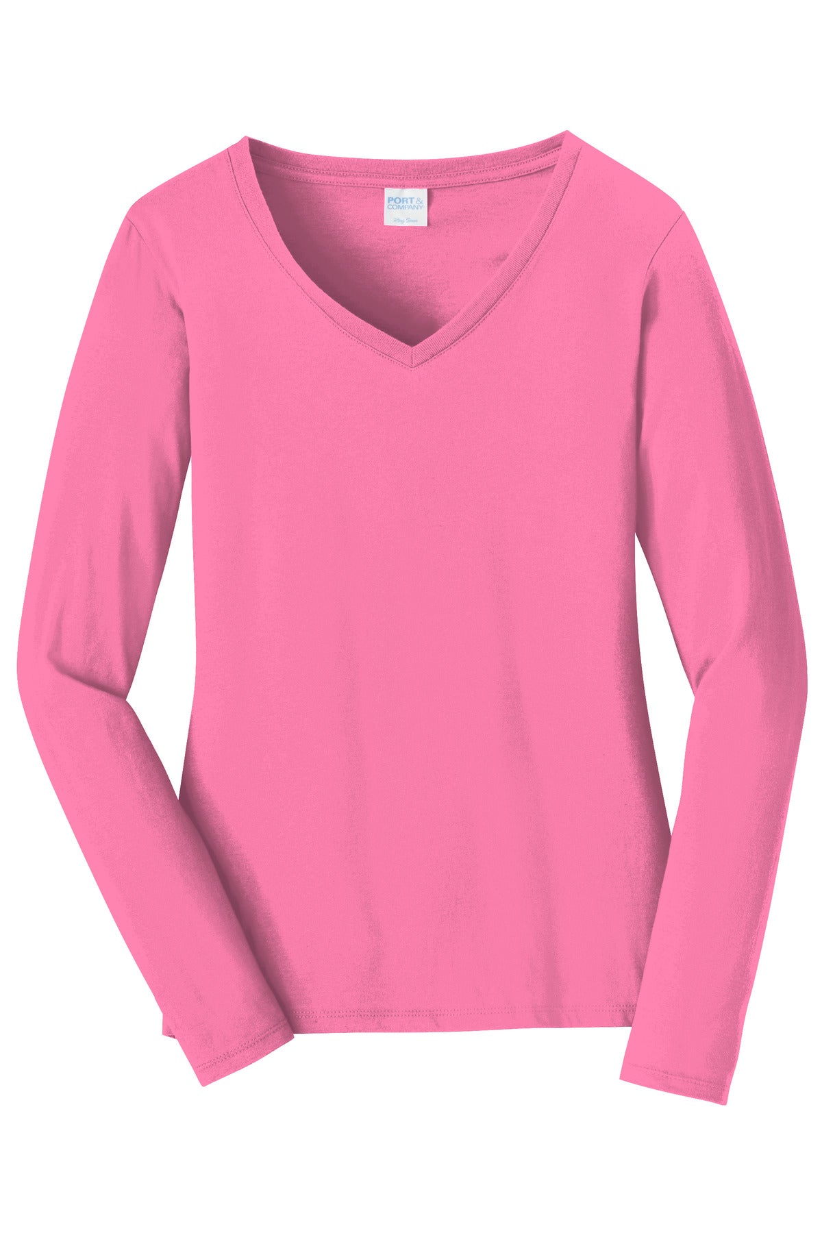 Port & Co Women's Long Sleeve Fan Favorite V-Neck Tee. LPC450VLS