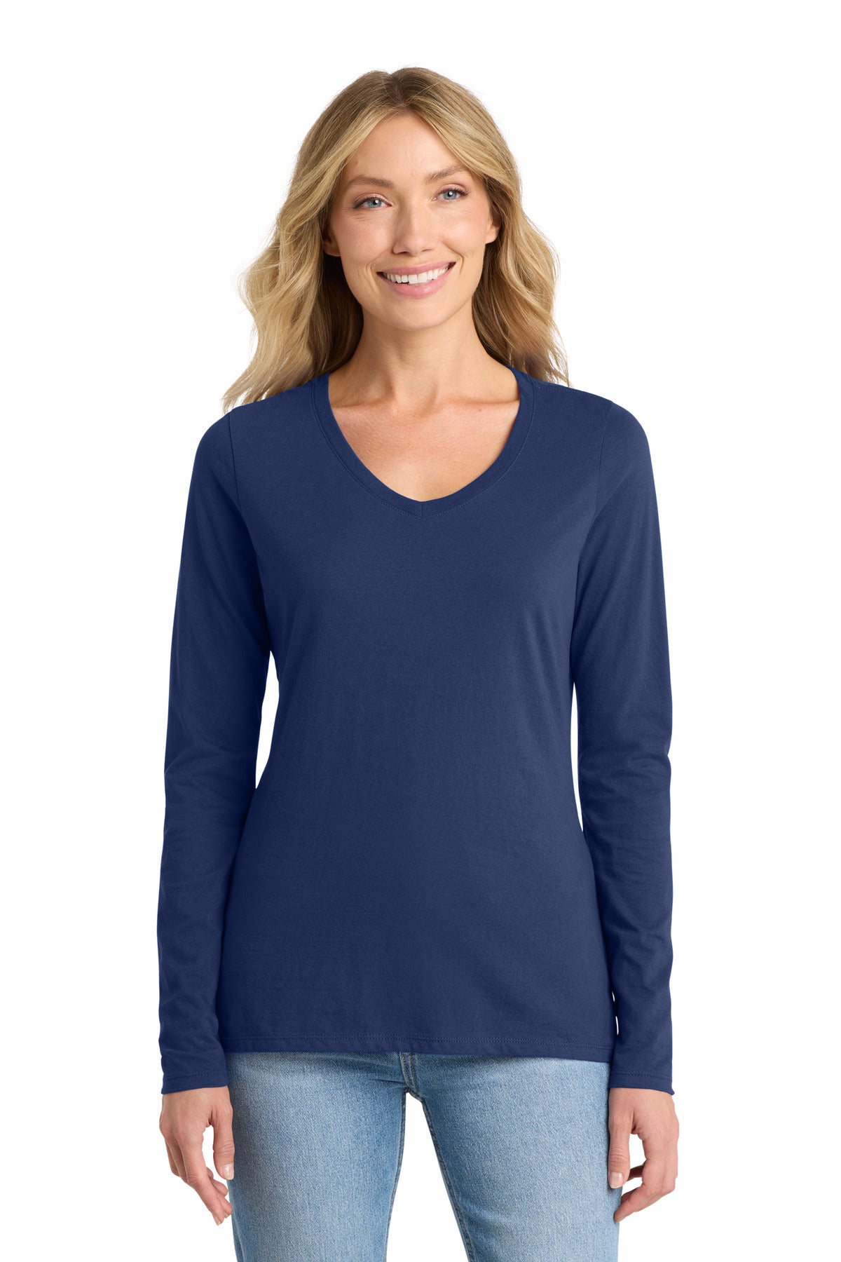 Port & Co Women's Long Sleeve Fan Favorite V-Neck Tee. LPC450VLS