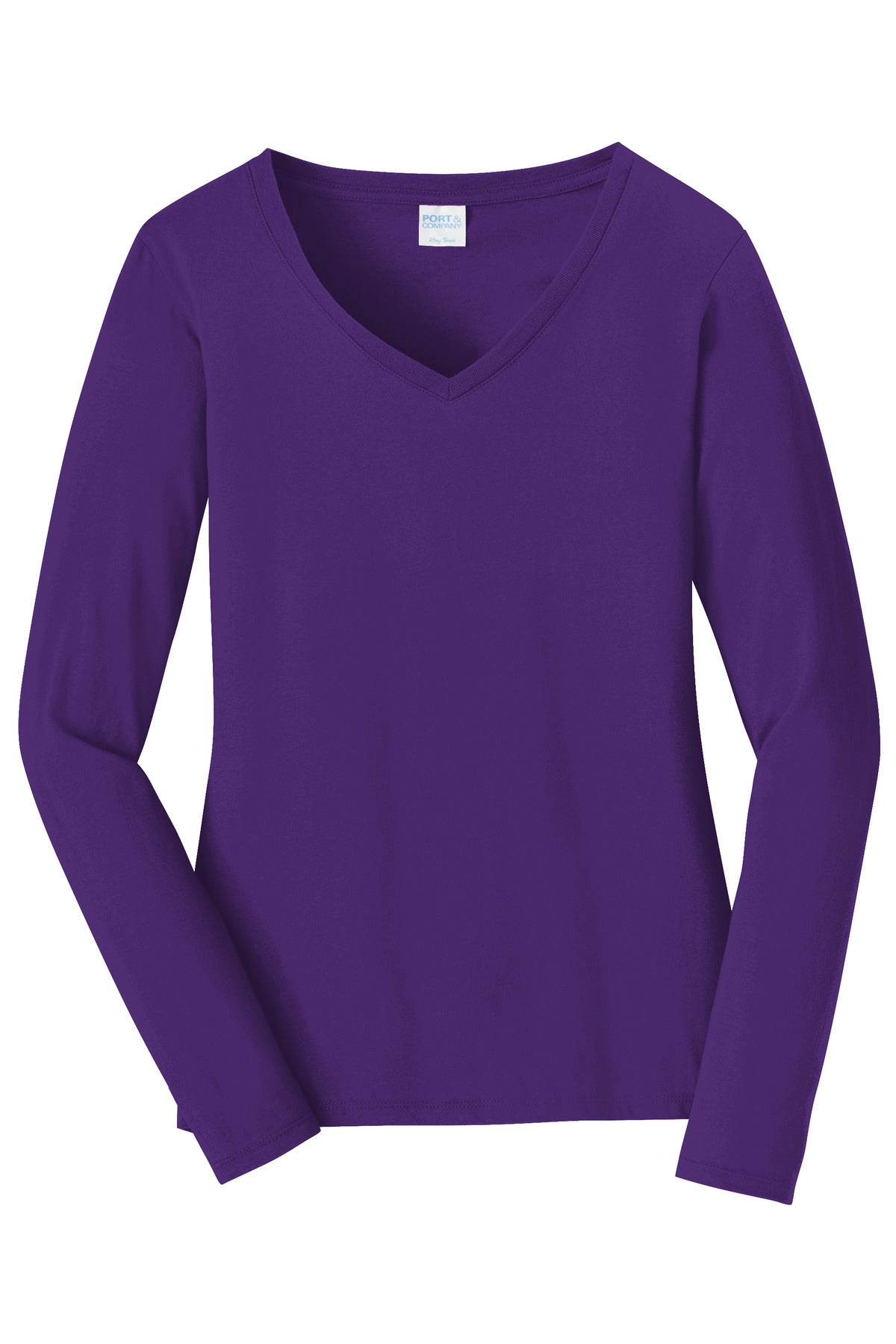 Port & Co Women's Long Sleeve Fan Favorite V-Neck Tee. LPC450VLS
