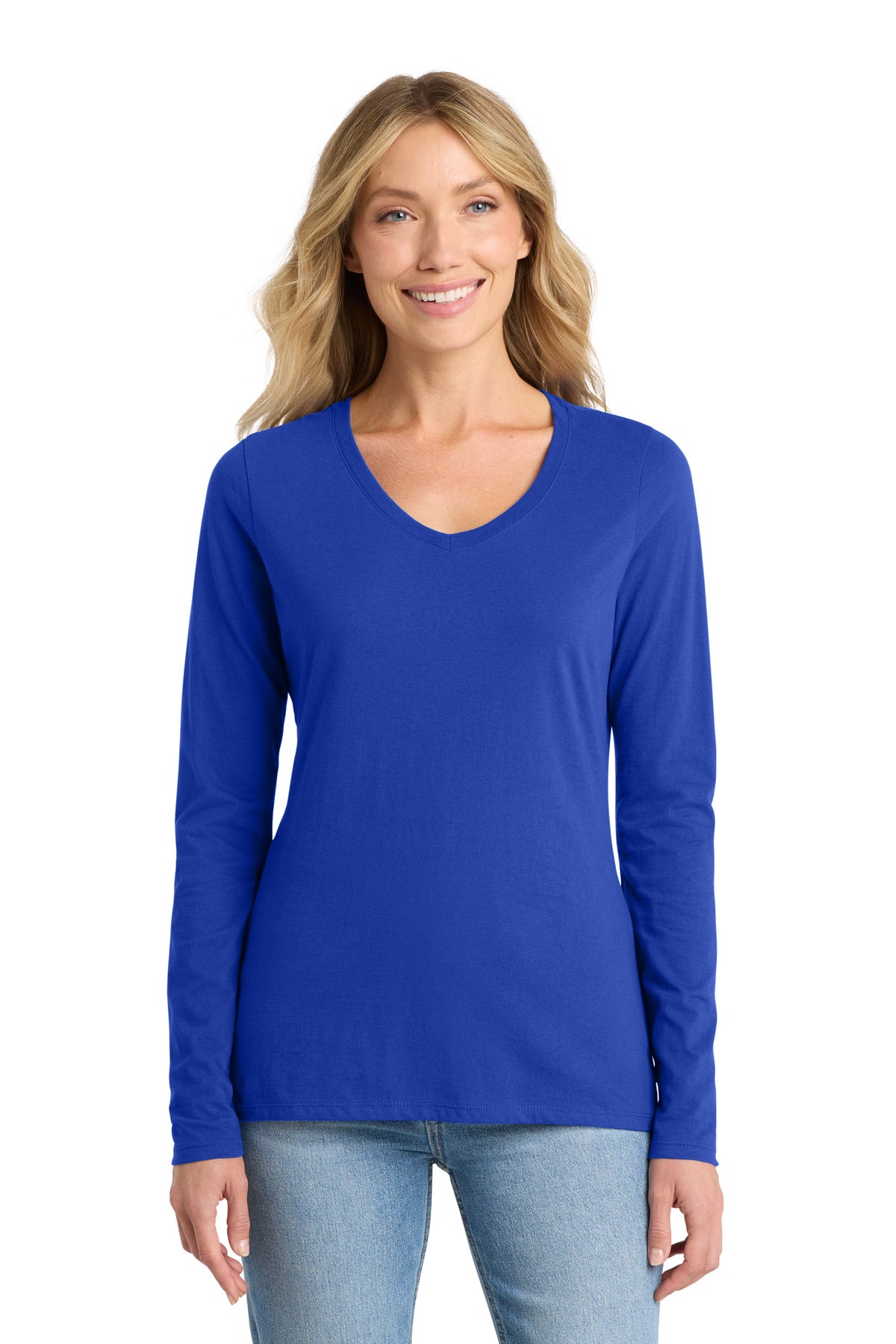 Port & Co Women's Long Sleeve Fan Favorite V-Neck Tee. LPC450VLS