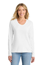 Port & Co Women's Long Sleeve Fan Favorite V-Neck Tee. LPC450VLS