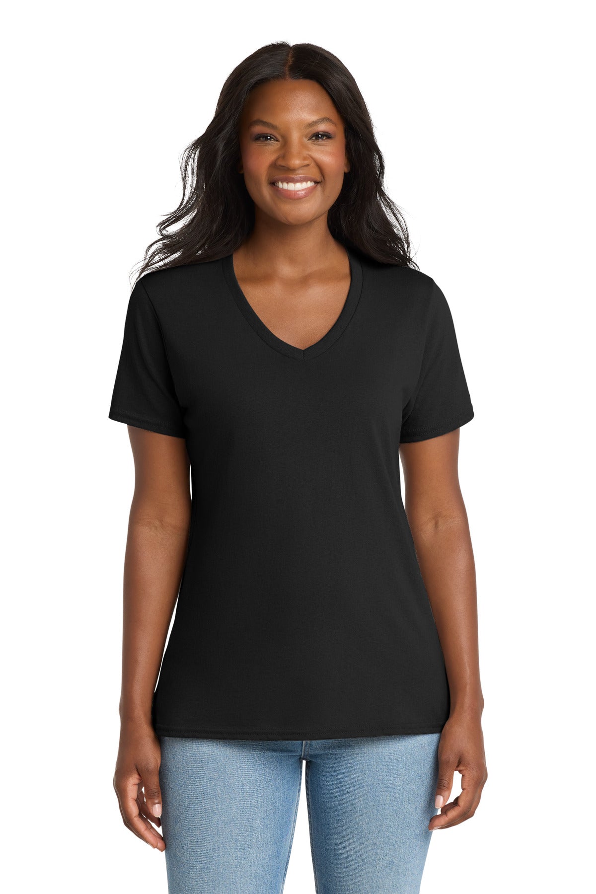 Port & Co Women's Core Cotton V-Neck Tee. LPC54V