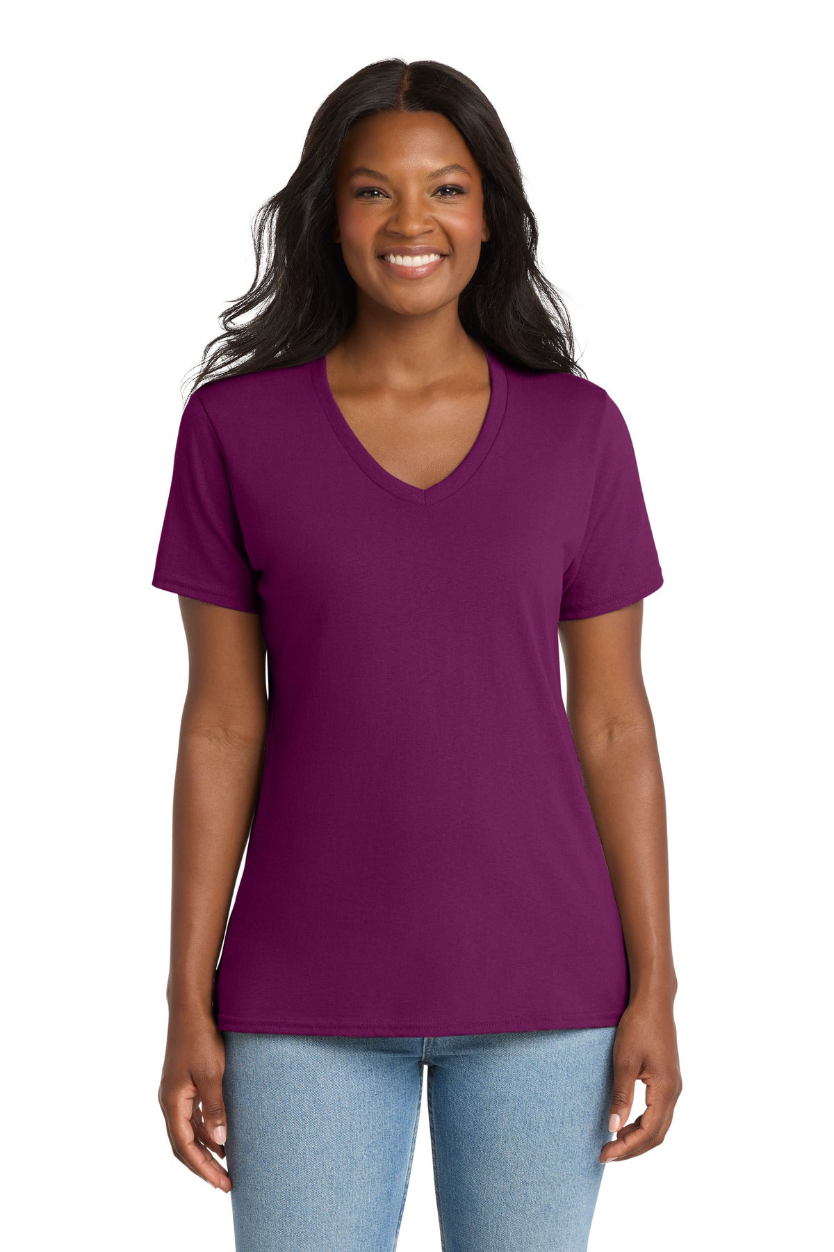 Port & Co Women's Core Cotton V-Neck Tee. LPC54V