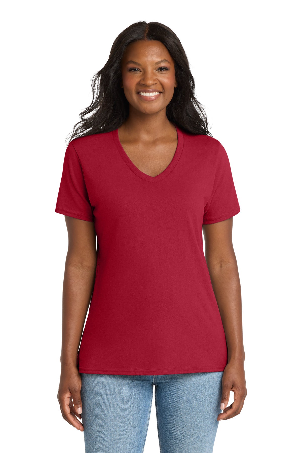 Port & Co Women's Core Cotton V-Neck Tee. LPC54V