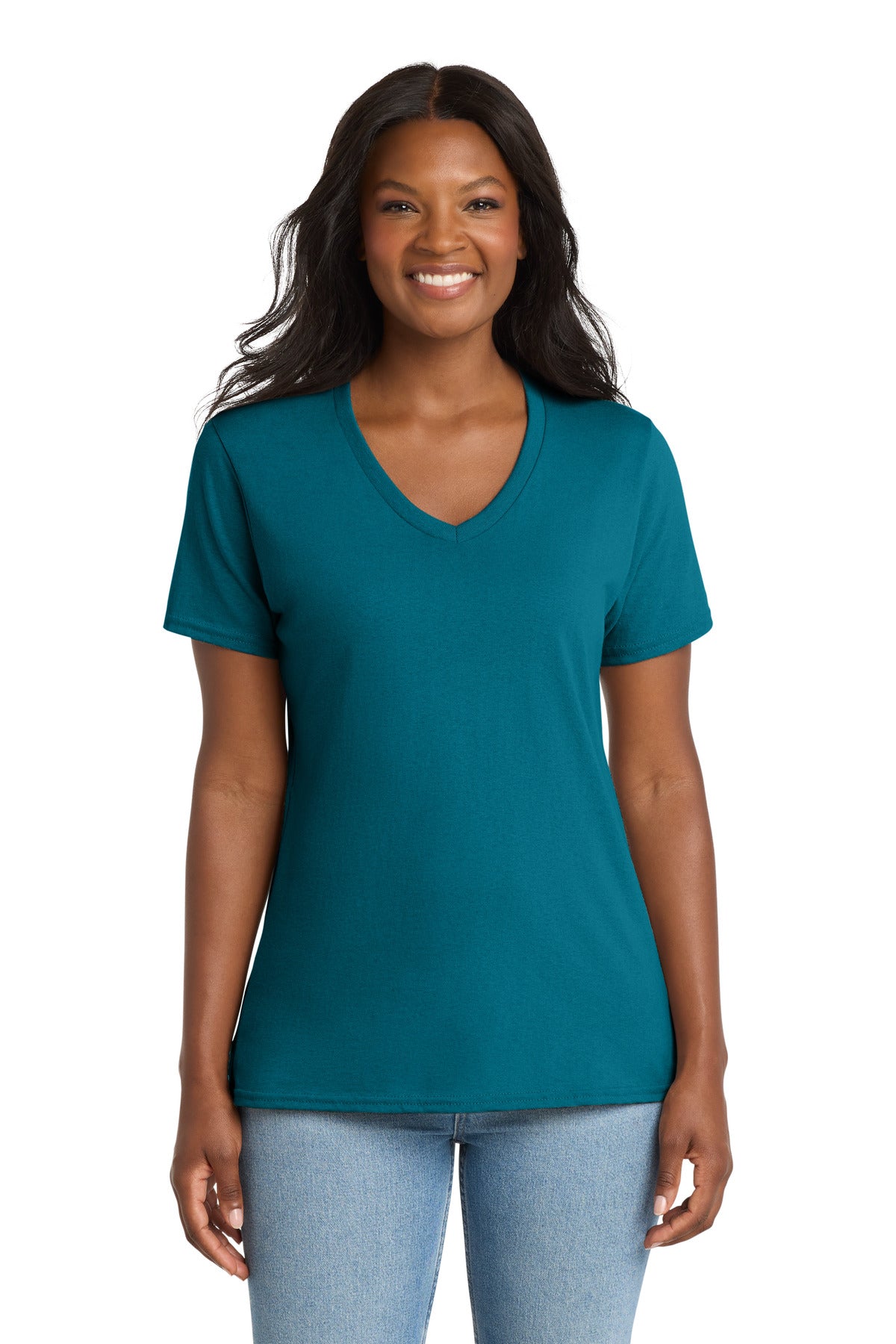 Port & Co Women's Core Cotton V-Neck Tee. LPC54V