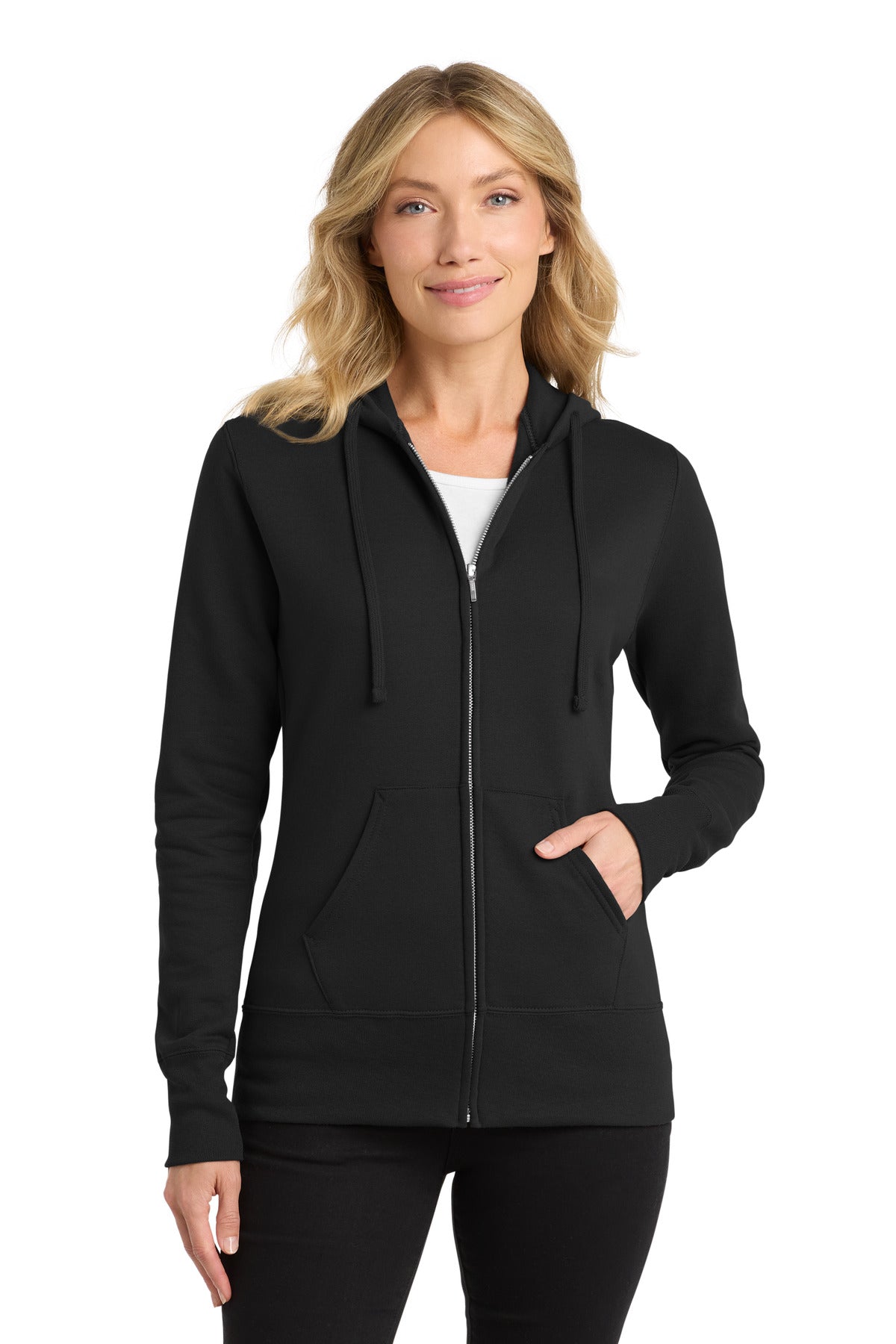 Port & Co Women's Core Fleece Full-Zip Hooded Sweatshirt. LPC78ZH