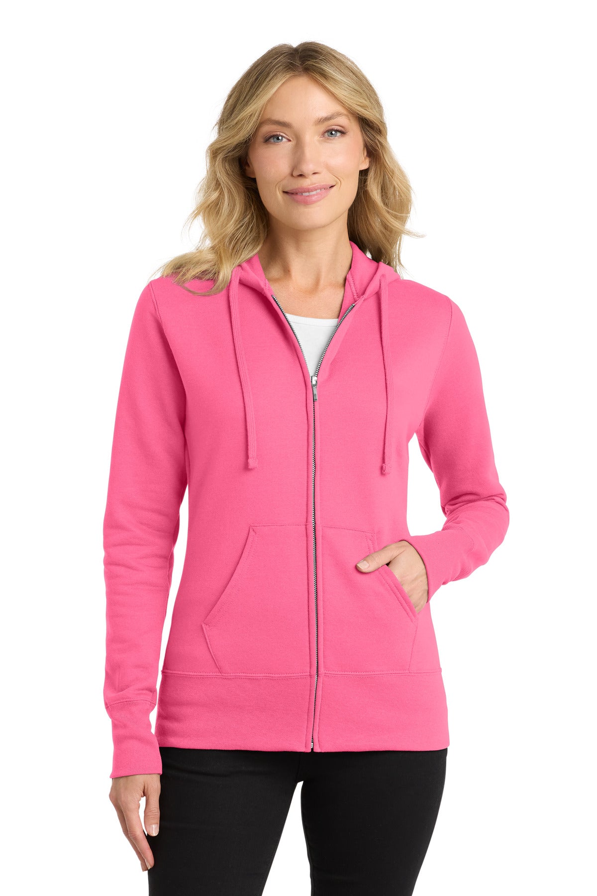Port & Co Women's Core Fleece Full-Zip Hooded Sweatshirt. LPC78ZH