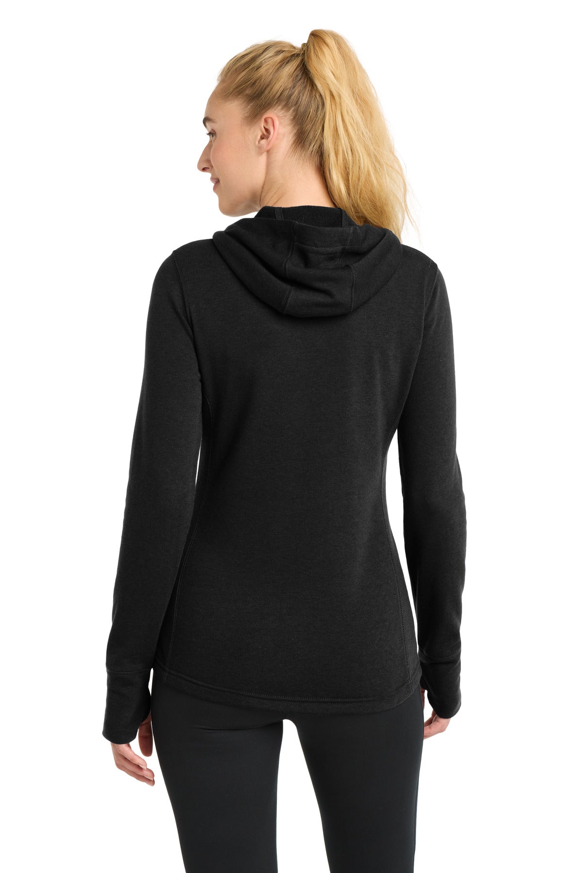 Sport-Tek  Women's PosiCharge  Tri-Blend Wicking Fleece Hooded Pullover. LST296