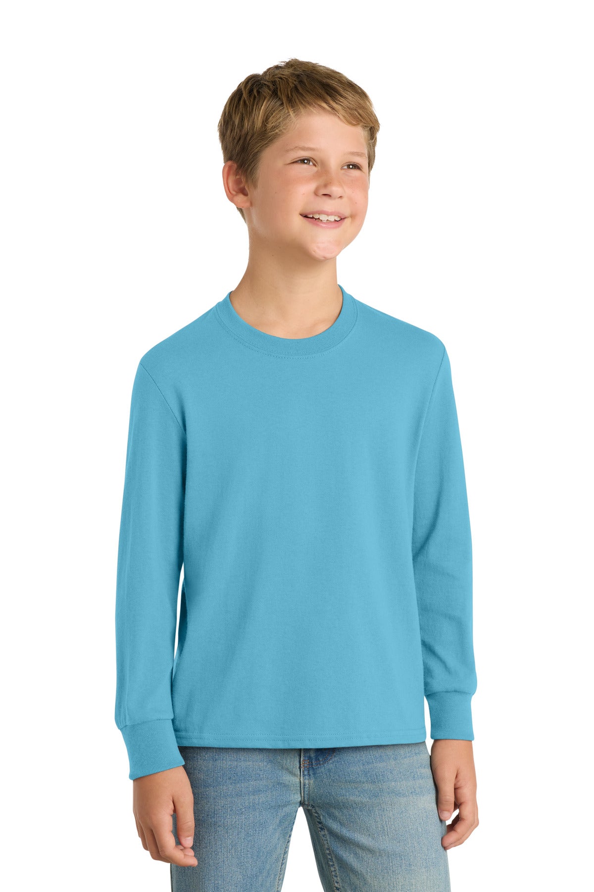 Port & Co Youth Long Sleeve Core Cotton Tee. PC54YLS