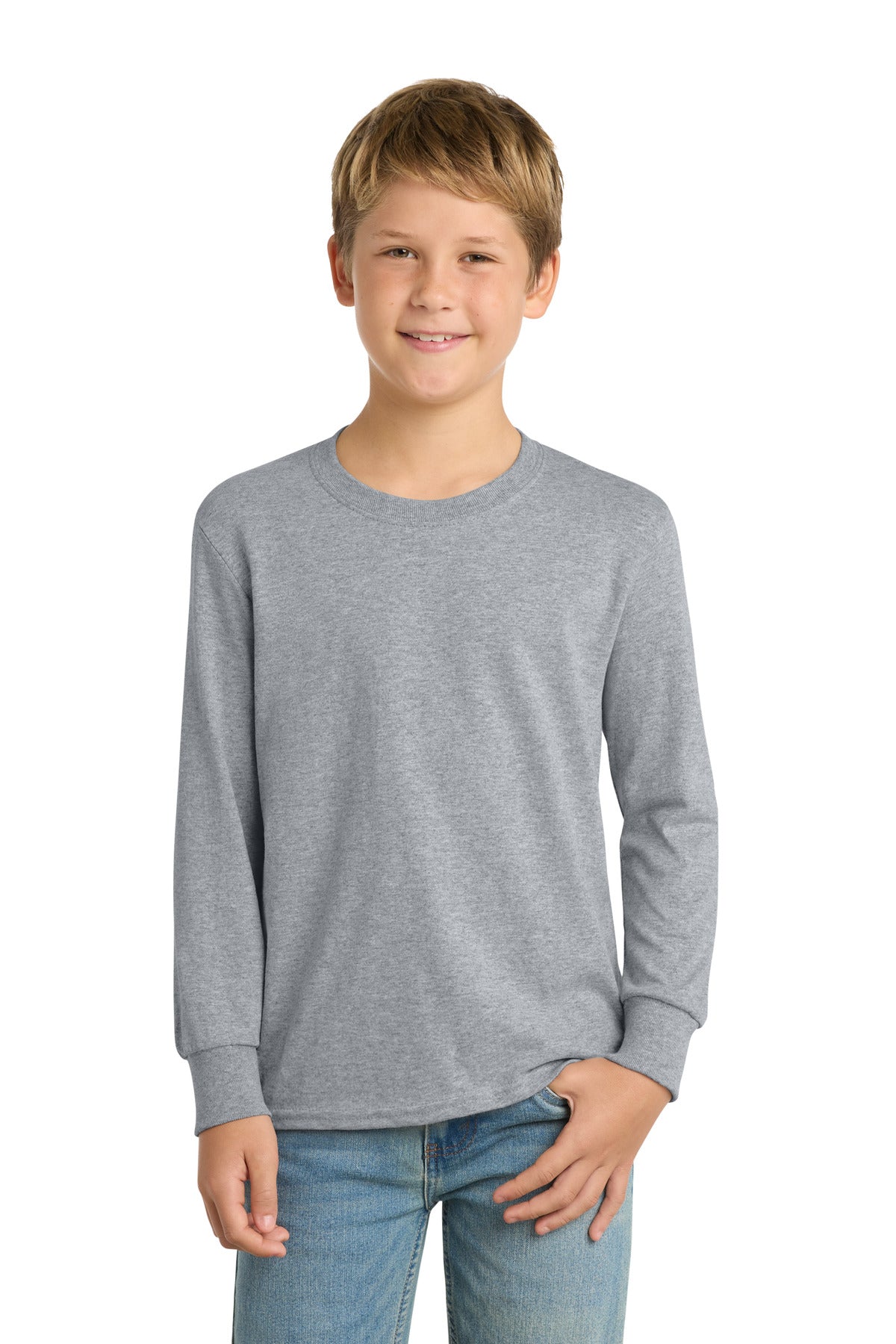Port & Co Youth Long Sleeve Core Cotton Tee. PC54YLS