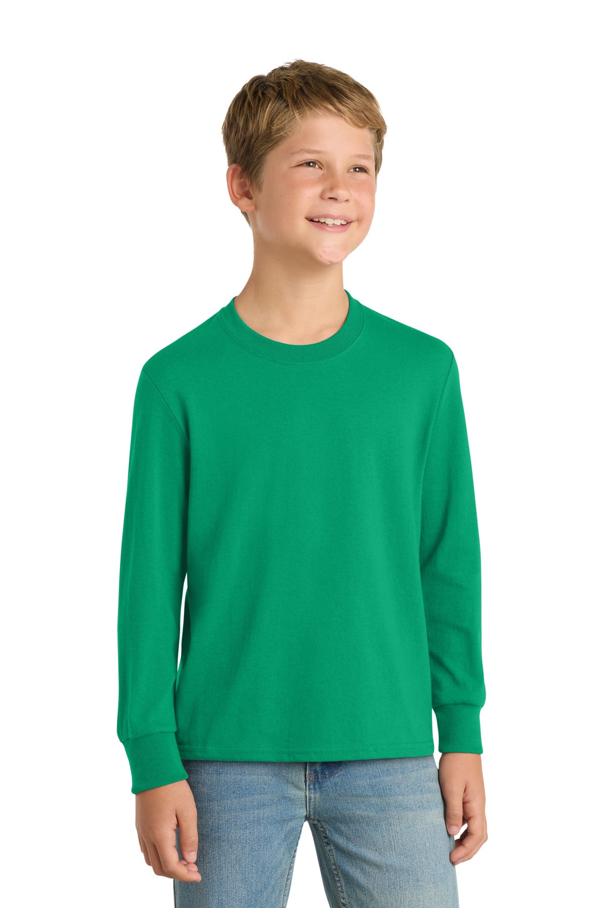 Port & Co Youth Long Sleeve Core Cotton Tee. PC54YLS