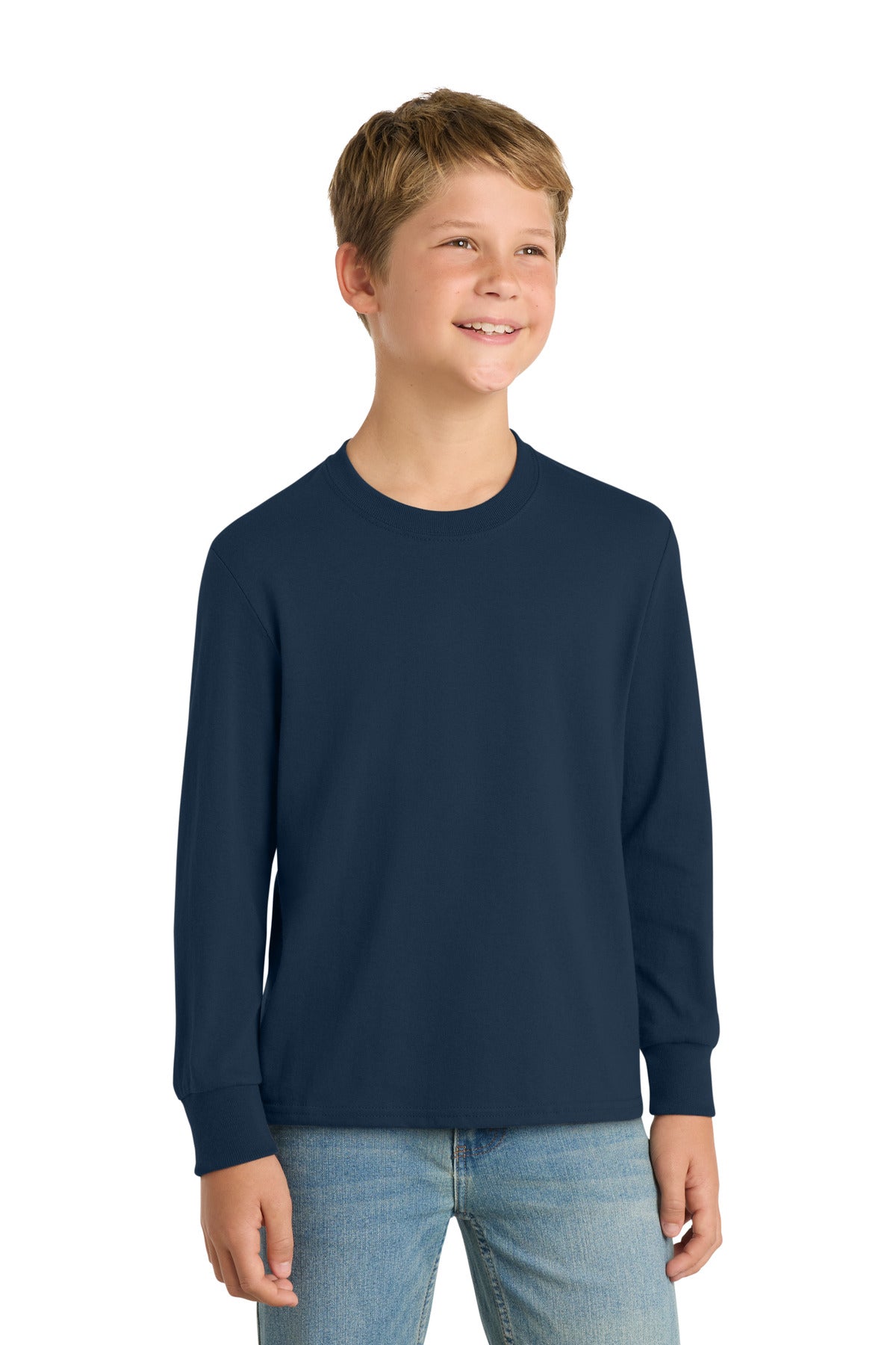 Port & Co Youth Long Sleeve Core Cotton Tee. PC54YLS