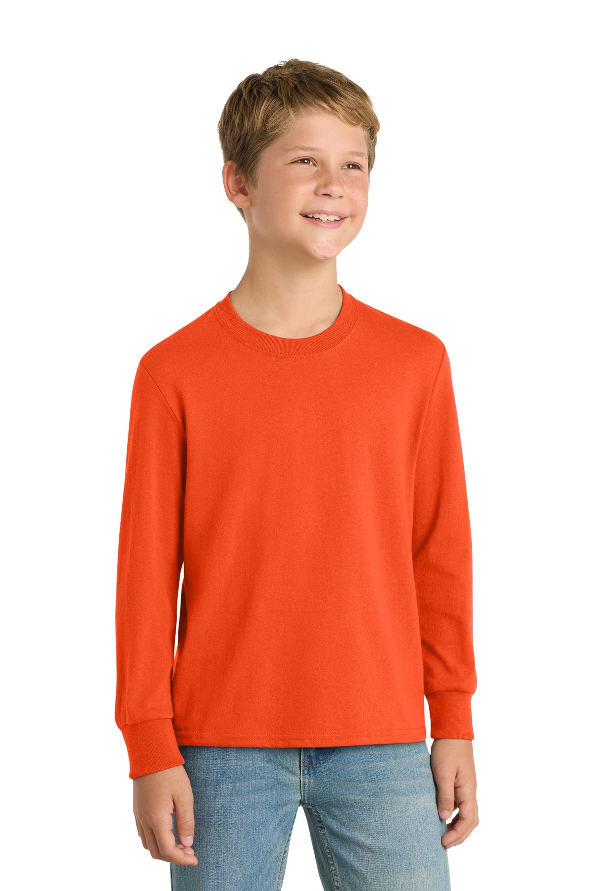 Port & Co Youth Long Sleeve Core Cotton Tee. PC54YLS