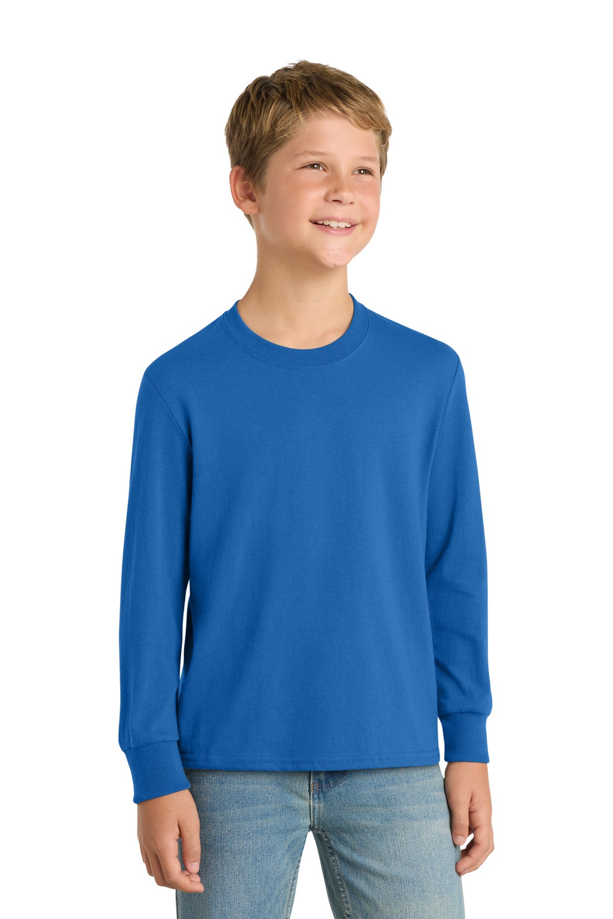 Port & Co Youth Long Sleeve Core Cotton Tee. PC54YLS