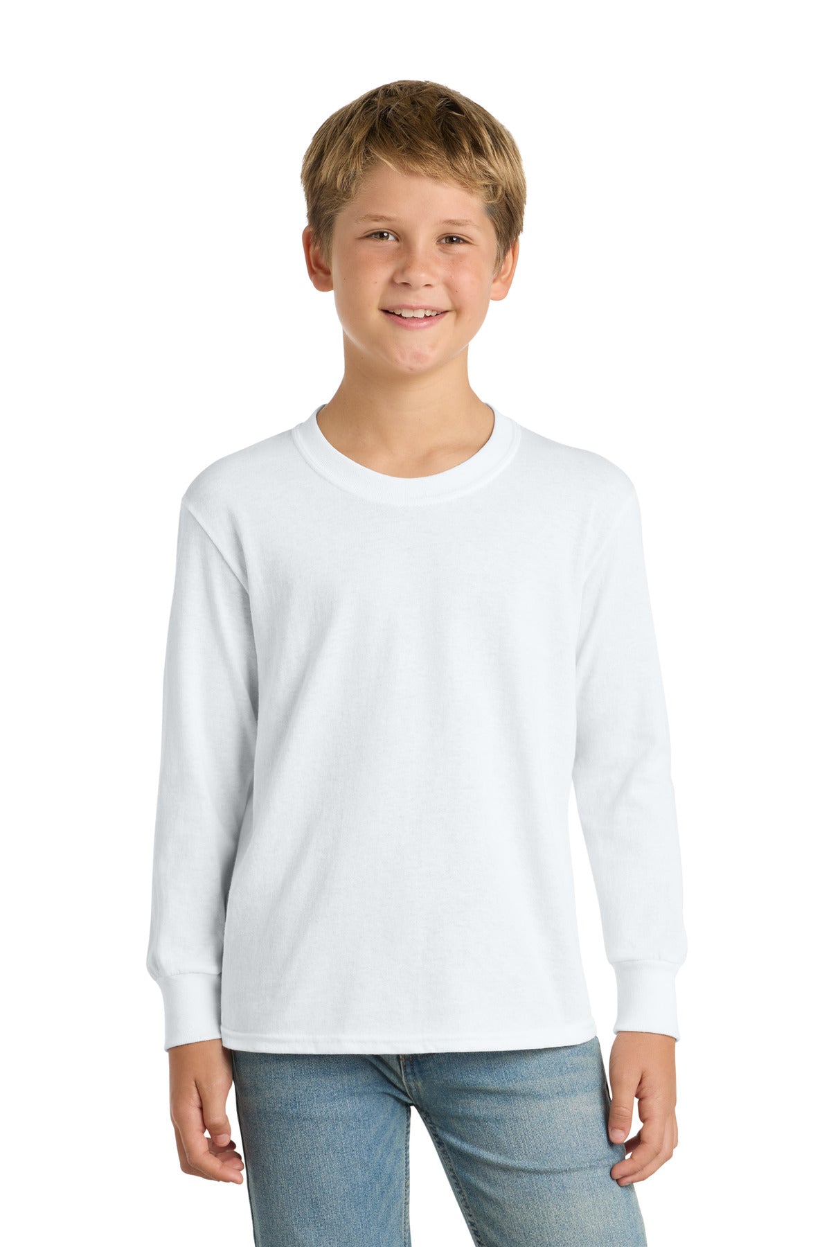 Port & Co Youth Long Sleeve Core Cotton Tee. PC54YLS