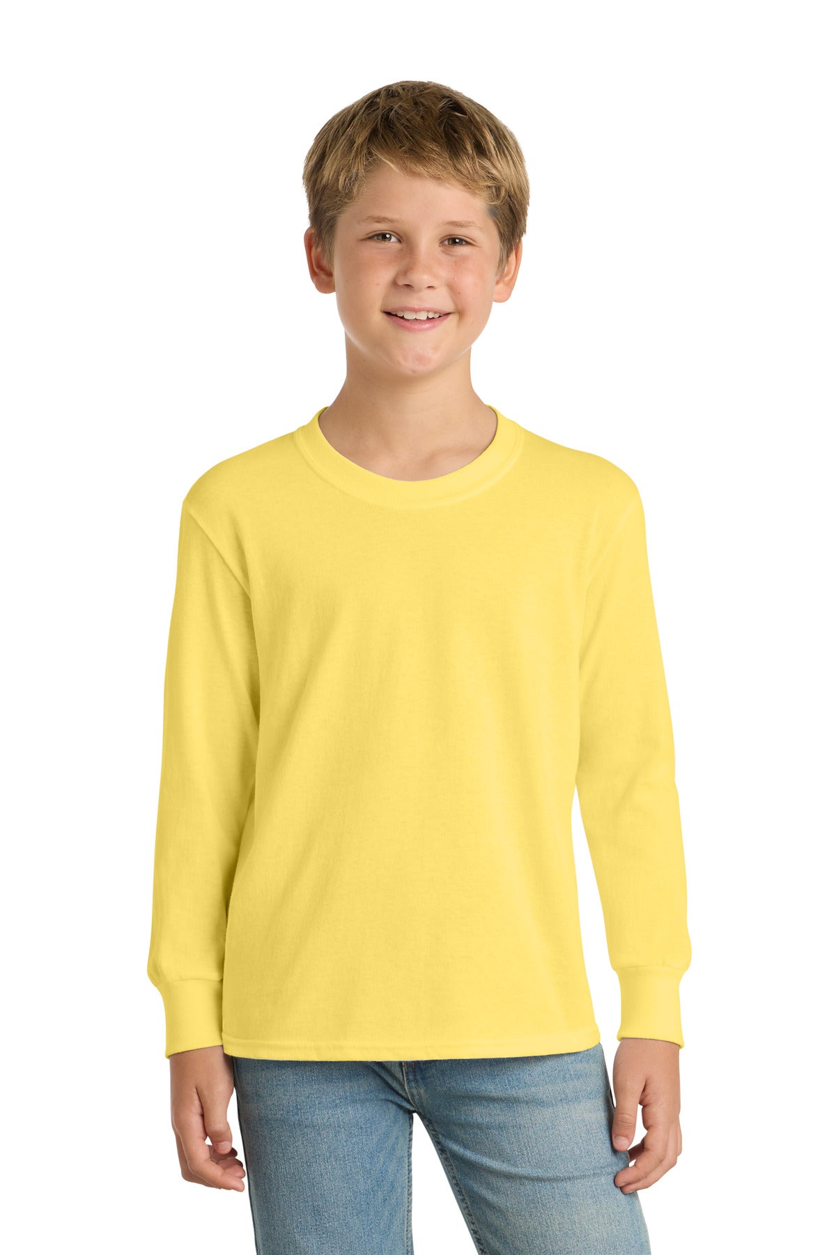 Port & Co Youth Long Sleeve Core Cotton Tee. PC54YLS