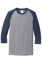Port & Co Core Blend 3/4-Sleeve Raglan Tee. PC55RS
