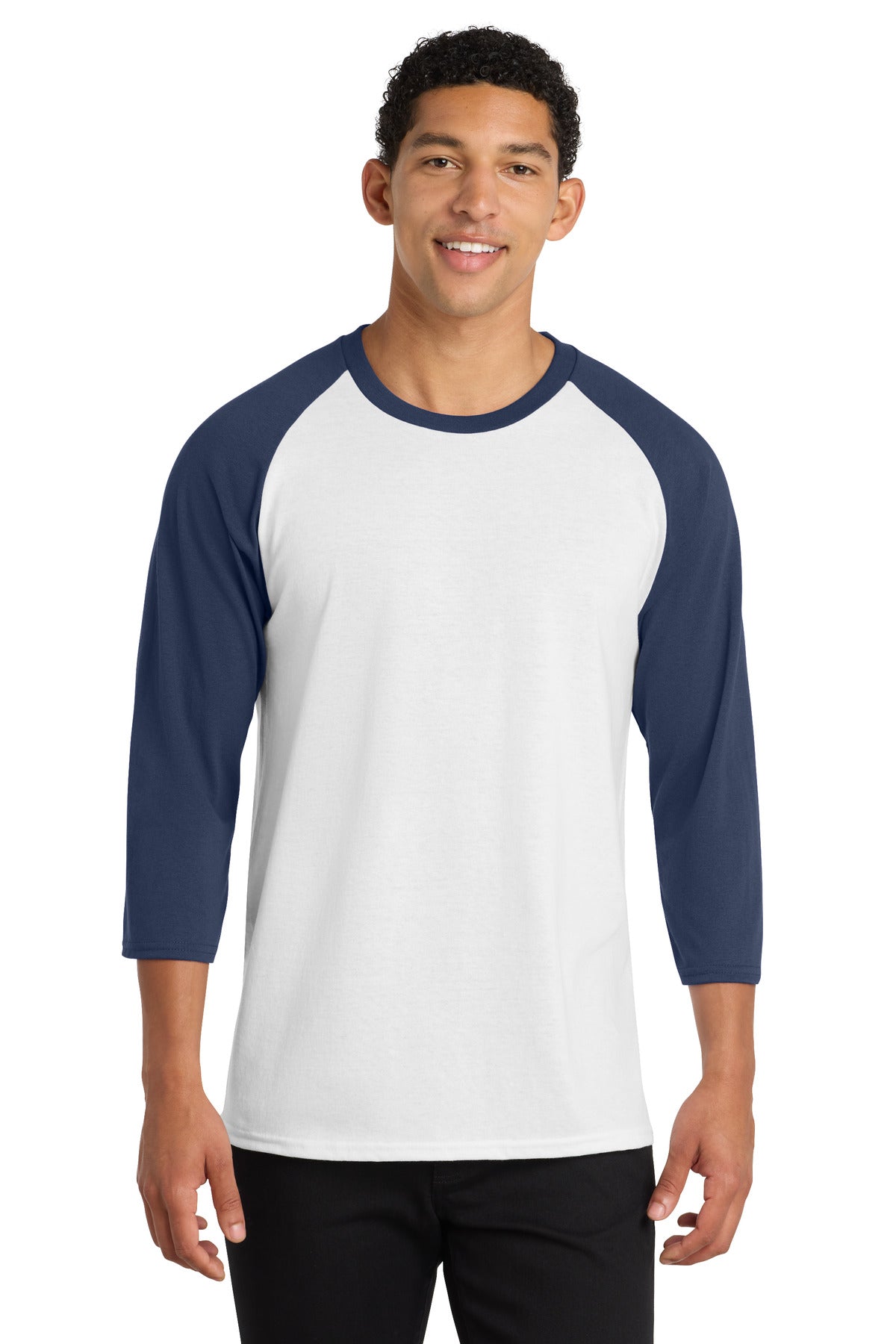 Port & Co Core Blend 3/4-Sleeve Raglan Tee. PC55RS