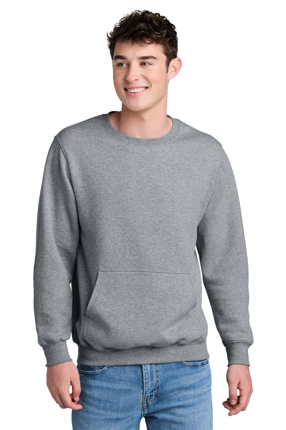 Port & Co Core Fleece Crewneck Pocket Sweatshirt PC78PKT