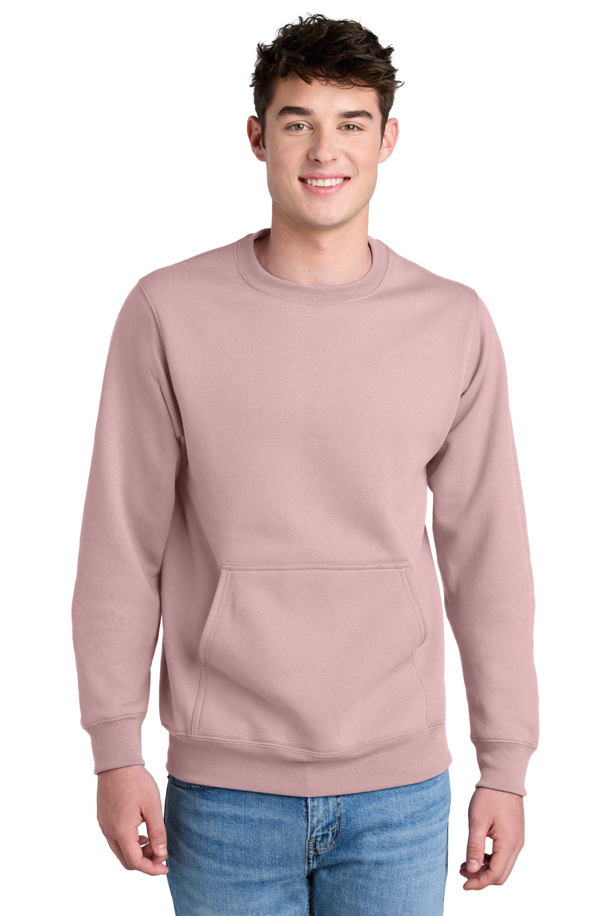Port & Co Core Fleece Crewneck Pocket Sweatshirt PC78PKT