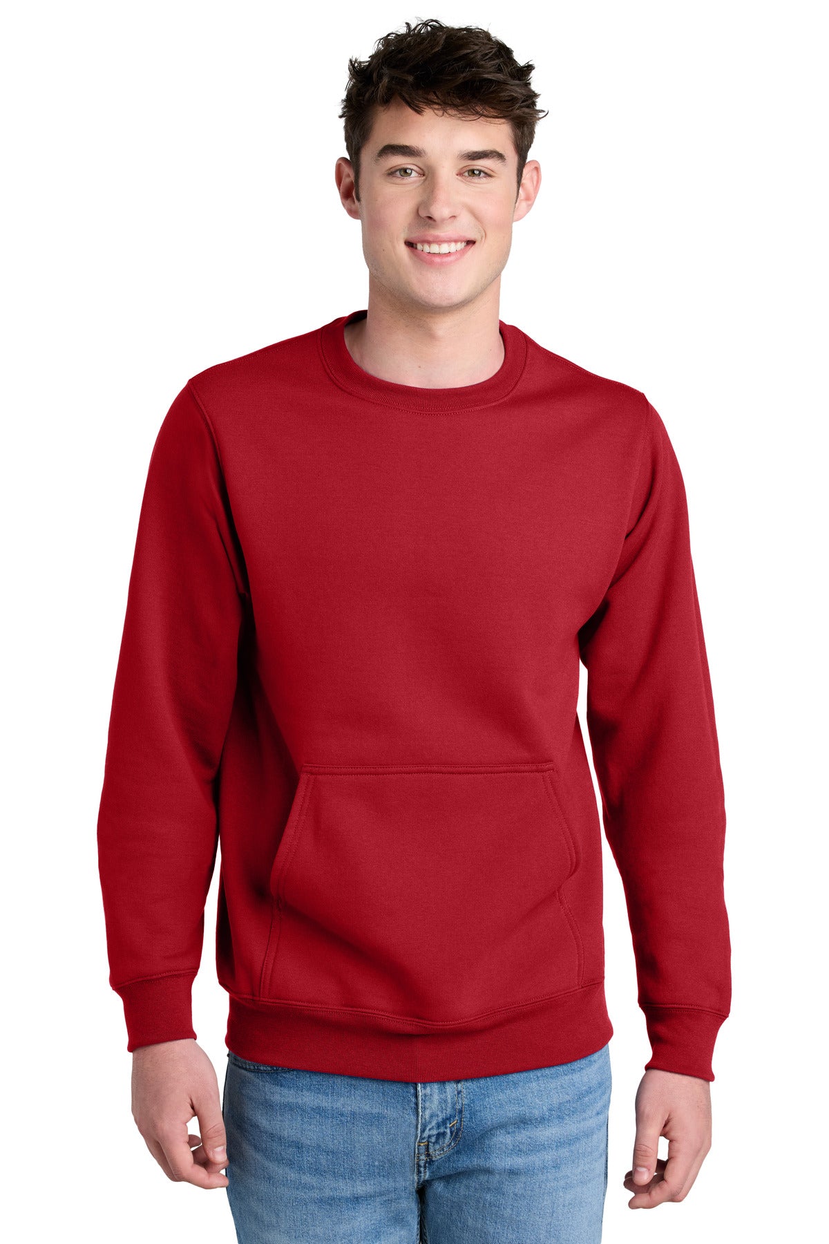 Port & Co Core Fleece Crewneck Pocket Sweatshirt PC78PKT