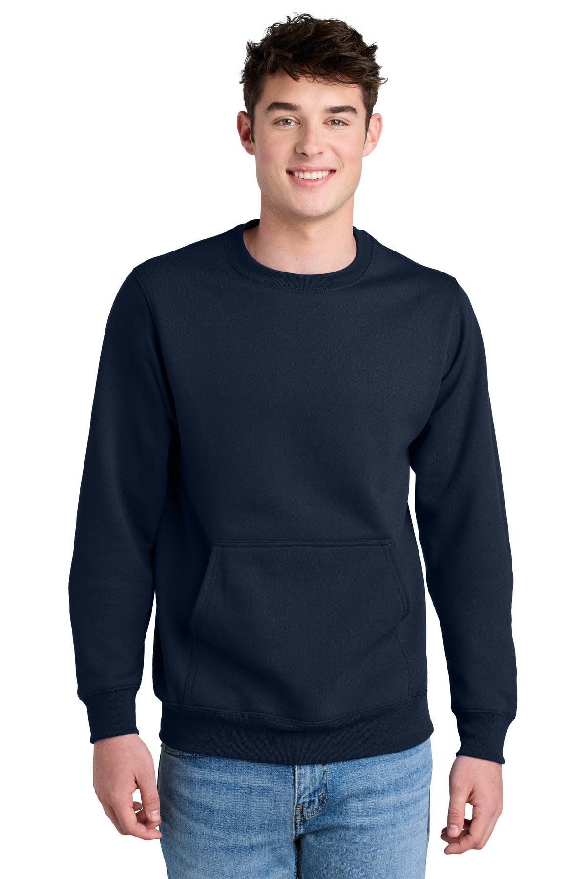 Port & Co Core Fleece Crewneck Pocket Sweatshirt PC78PKT