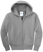 Port & Co Youth Core Fleece Full-Zip Hooded Sweatshirt.  PC90YZH