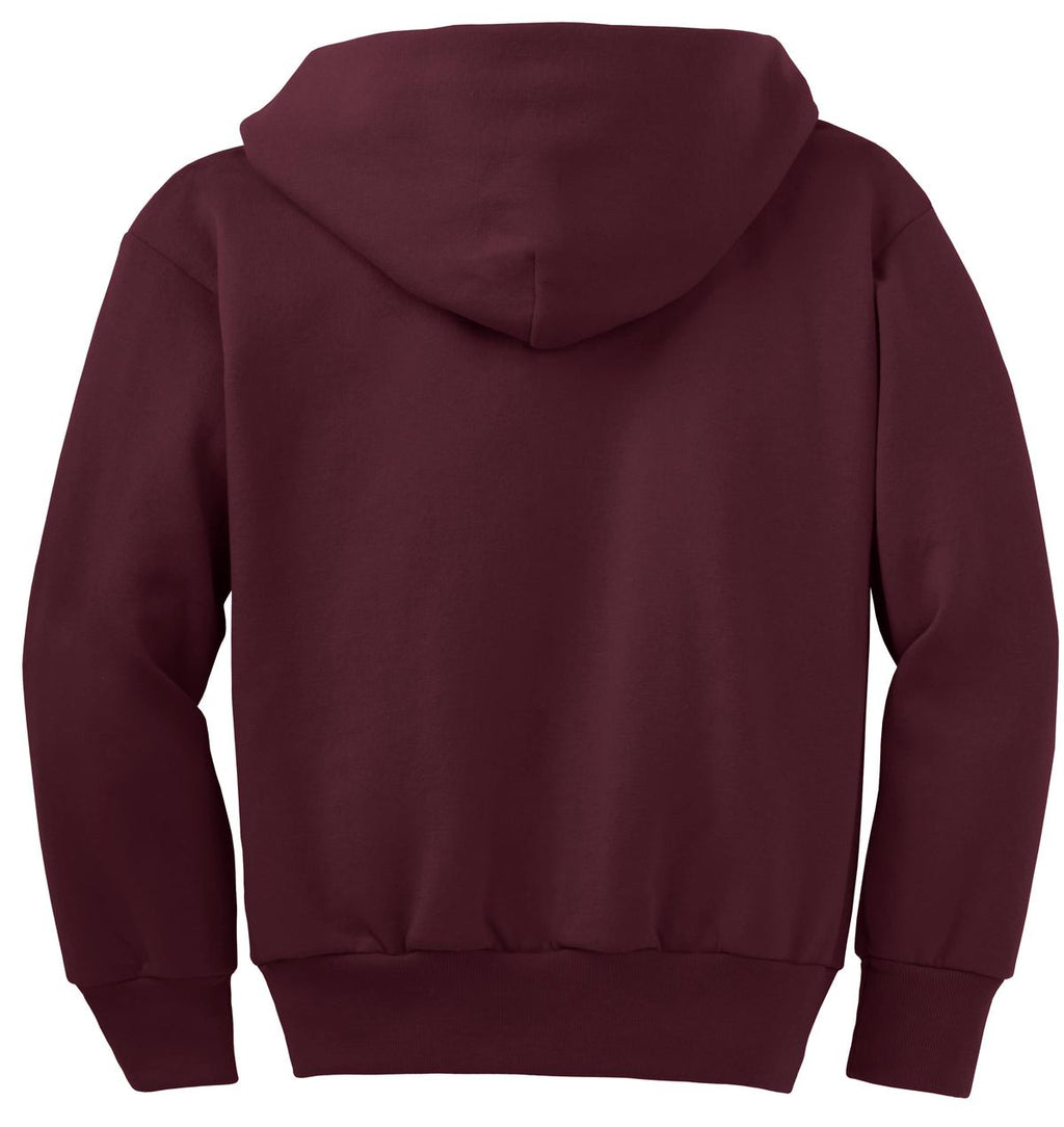 Port & Co Youth Core Fleece Full-Zip Hooded Sweatshirt.  PC90YZH