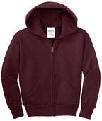 Port & Co Youth Core Fleece Full-Zip Hooded Sweatshirt.  PC90YZH