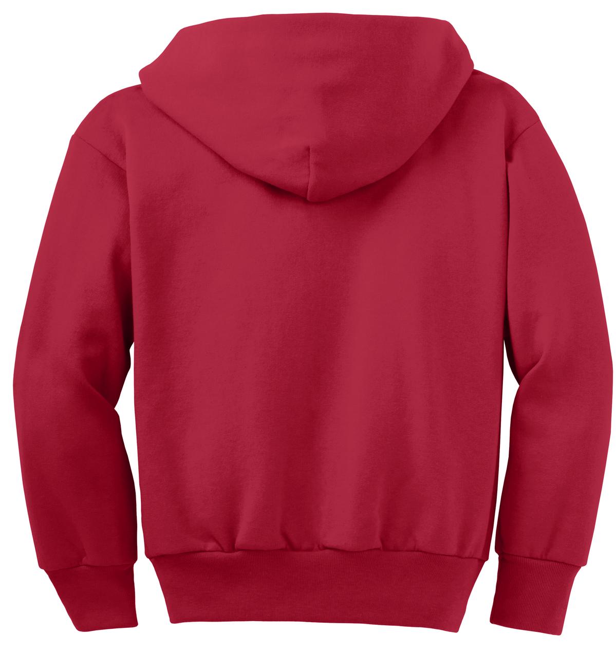 Port & Co Youth Core Fleece Full-Zip Hooded Sweatshirt.  PC90YZH