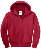 Port & Co Youth Core Fleece Full-Zip Hooded Sweatshirt.  PC90YZH