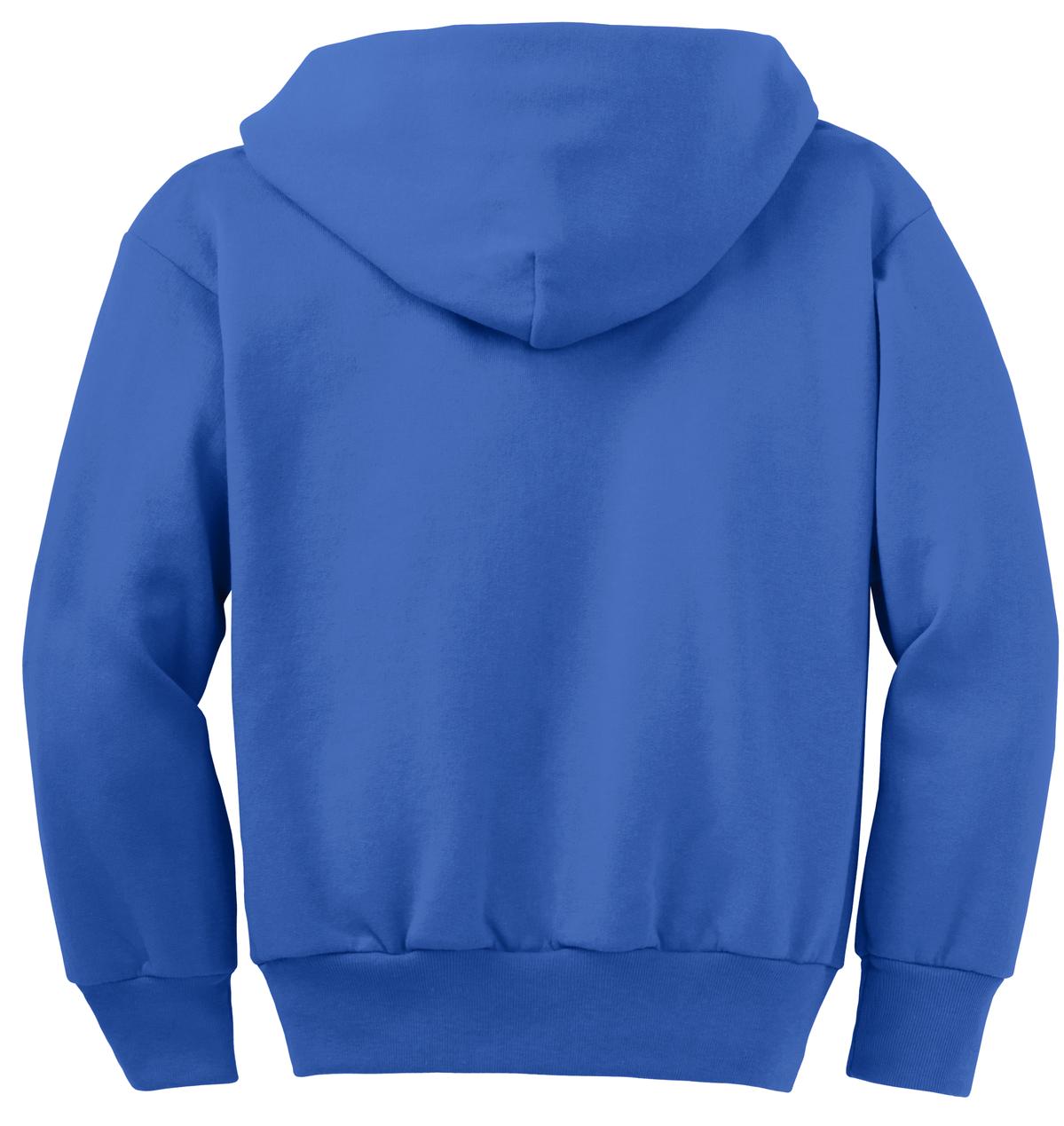 Port & Co Youth Core Fleece Full-Zip Hooded Sweatshirt.  PC90YZH